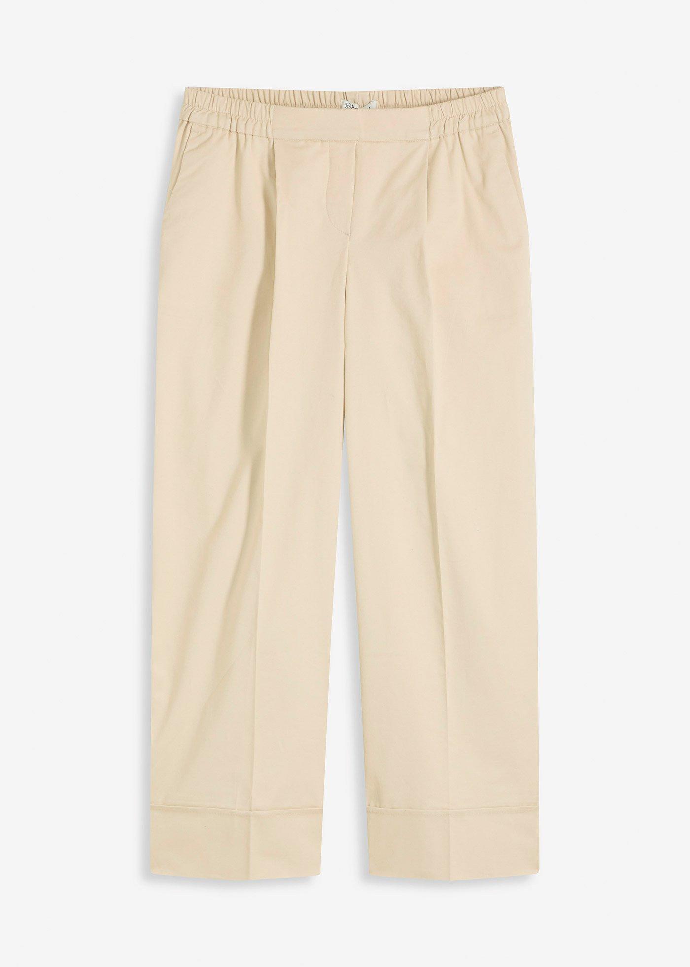 Pantaloni con pinces in cotone elasticizzato