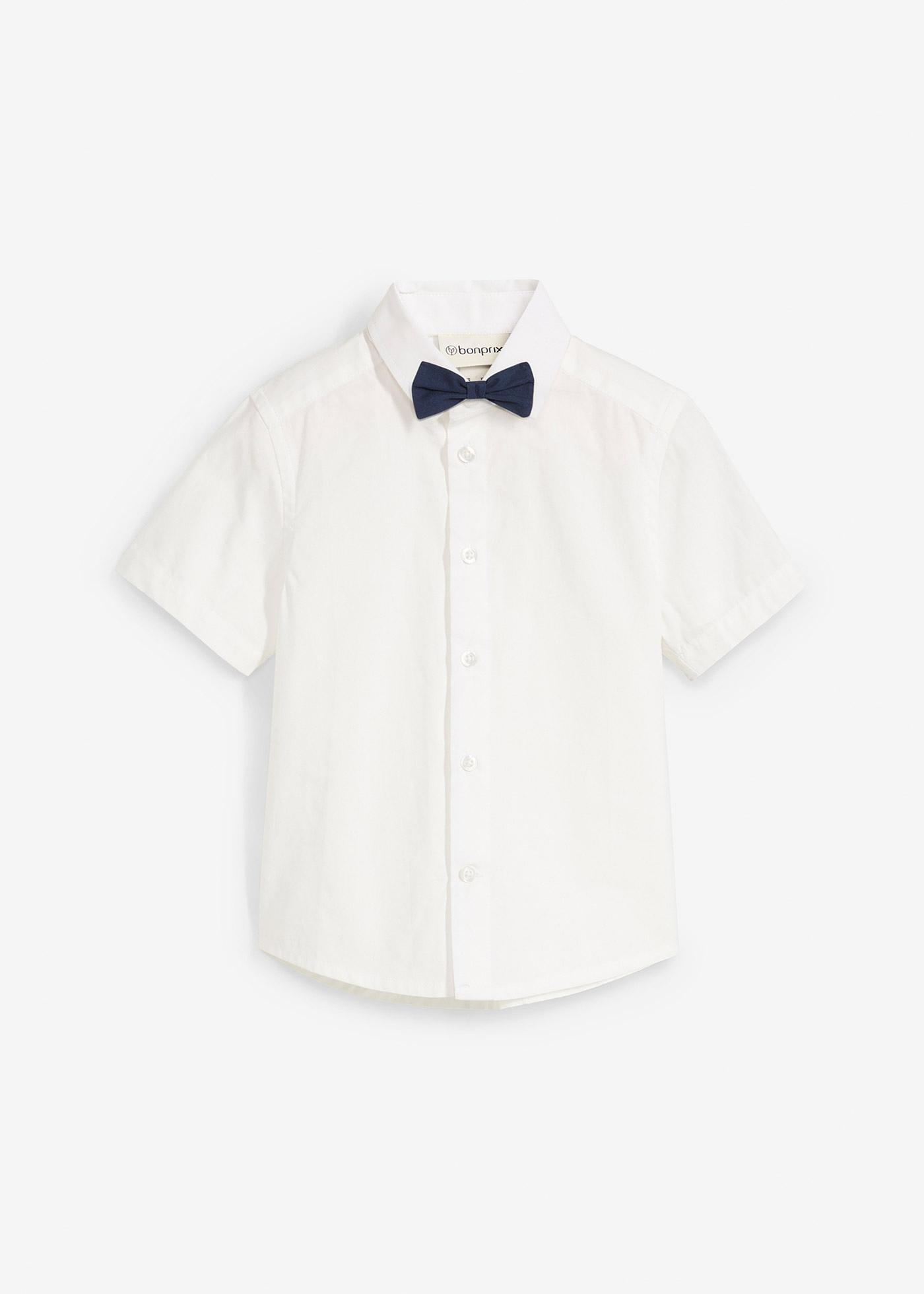 Camicia con maniche corte e papillon in puro cotone (set 2 pezzi)