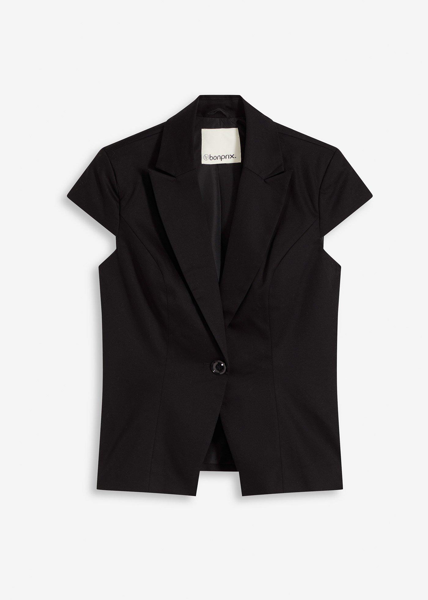 Blazer a maniche corte in satin di cotone