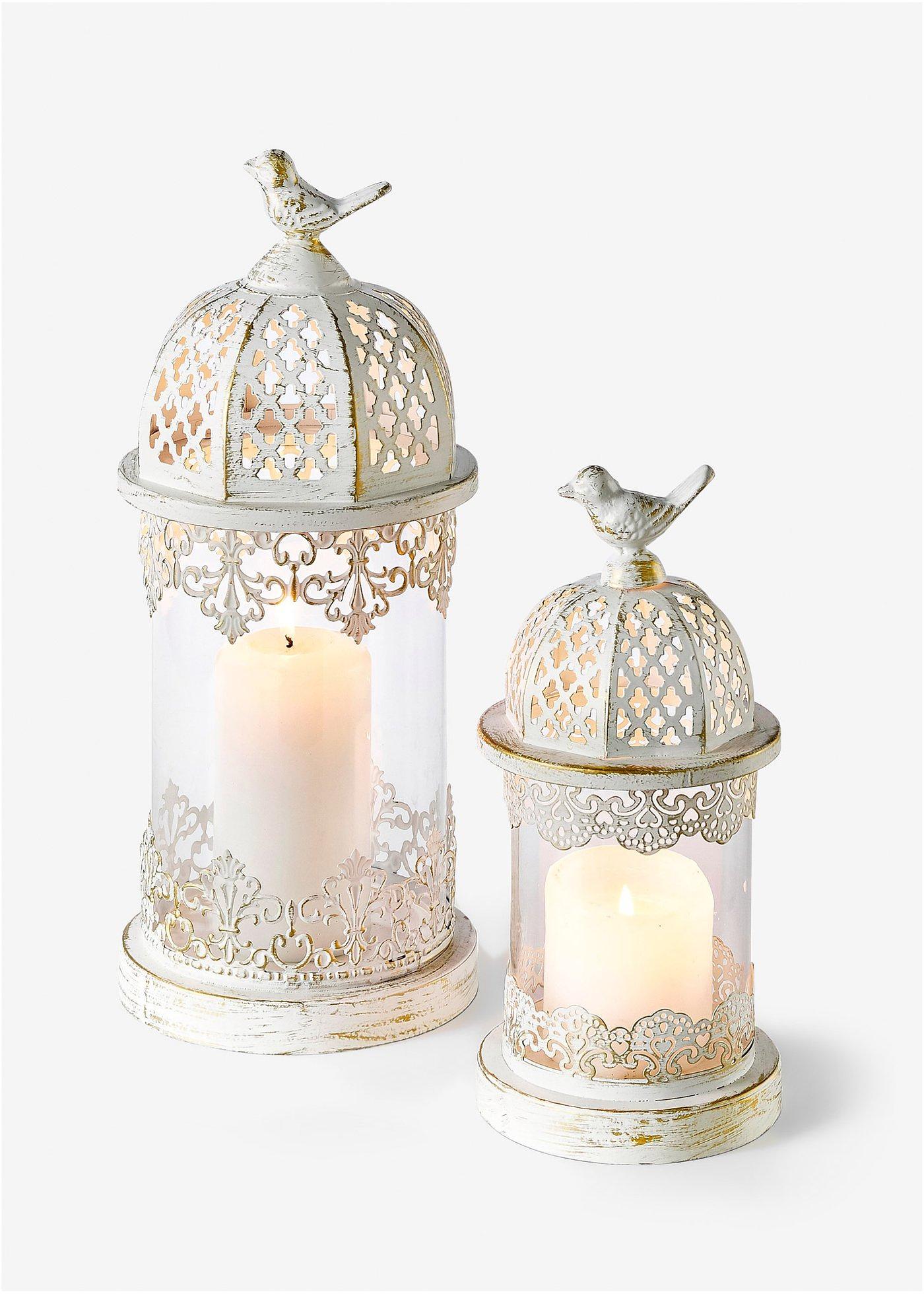 Lanterne da giardino con bicchiere (set 2 pezzi)