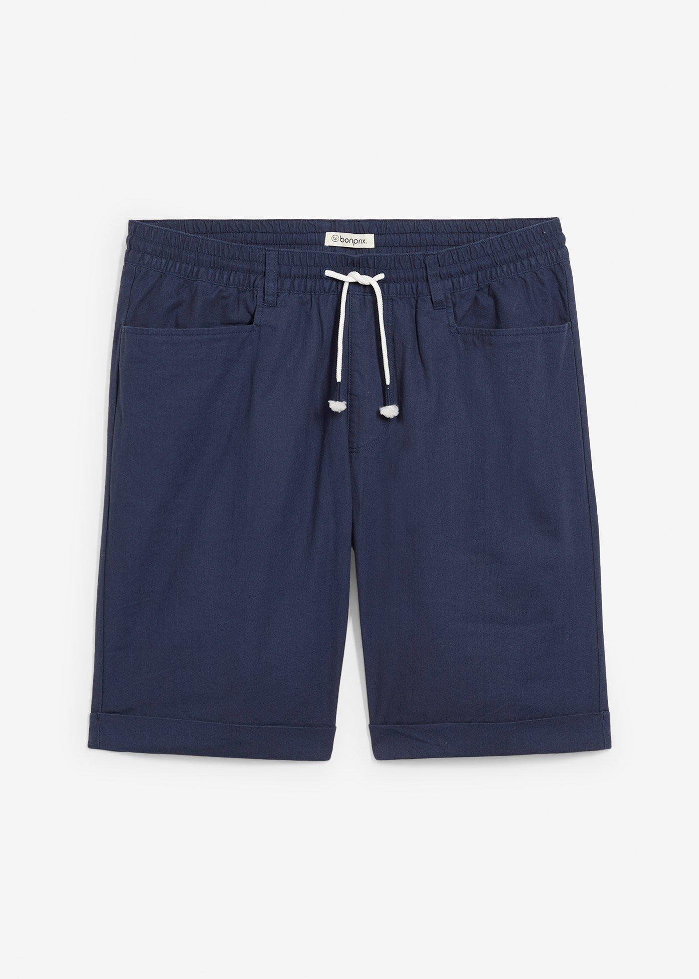 Bermuda con elastico in vita in misto lino, regular fit