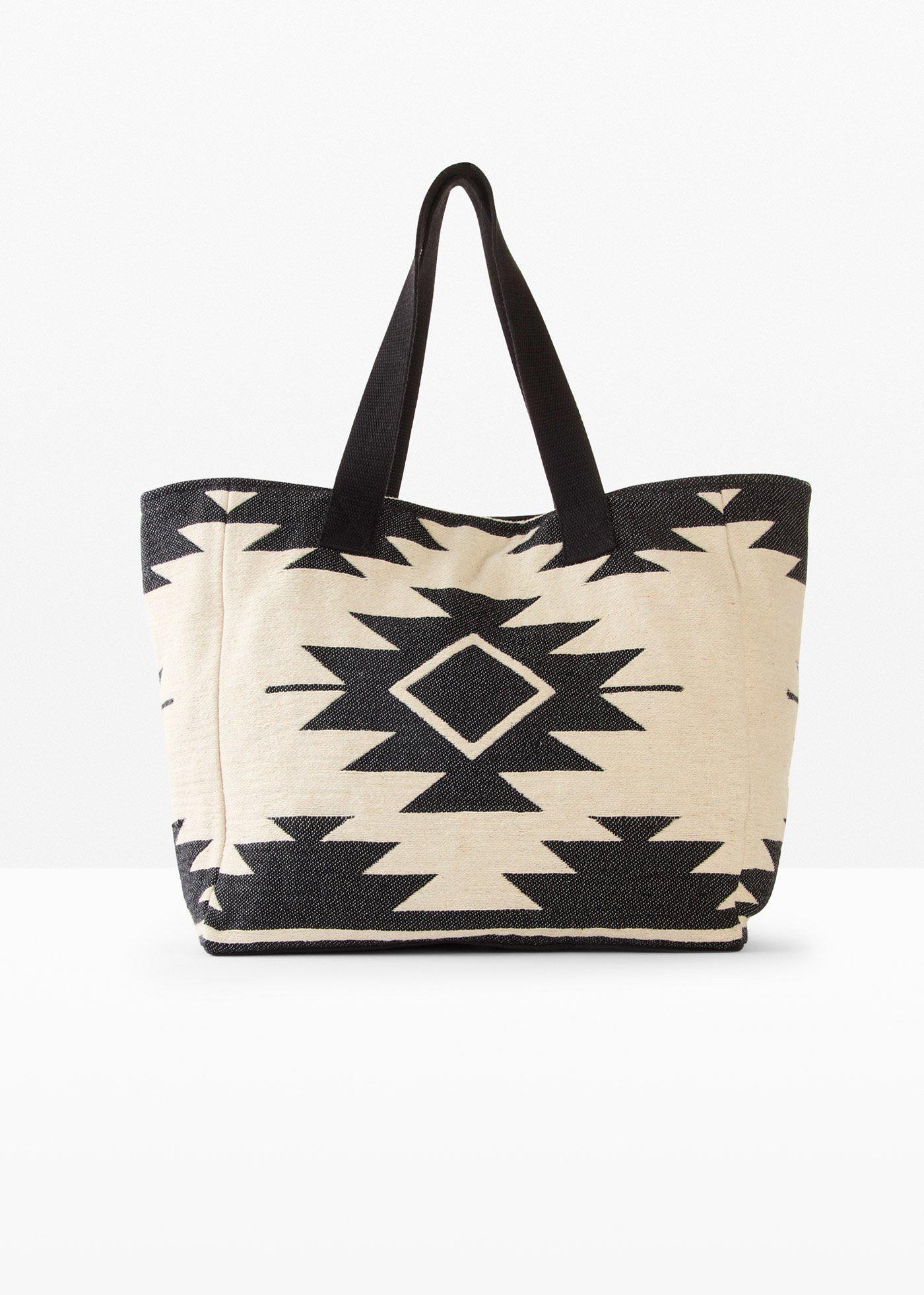 Borsa shopper in tela con fantasia grafica