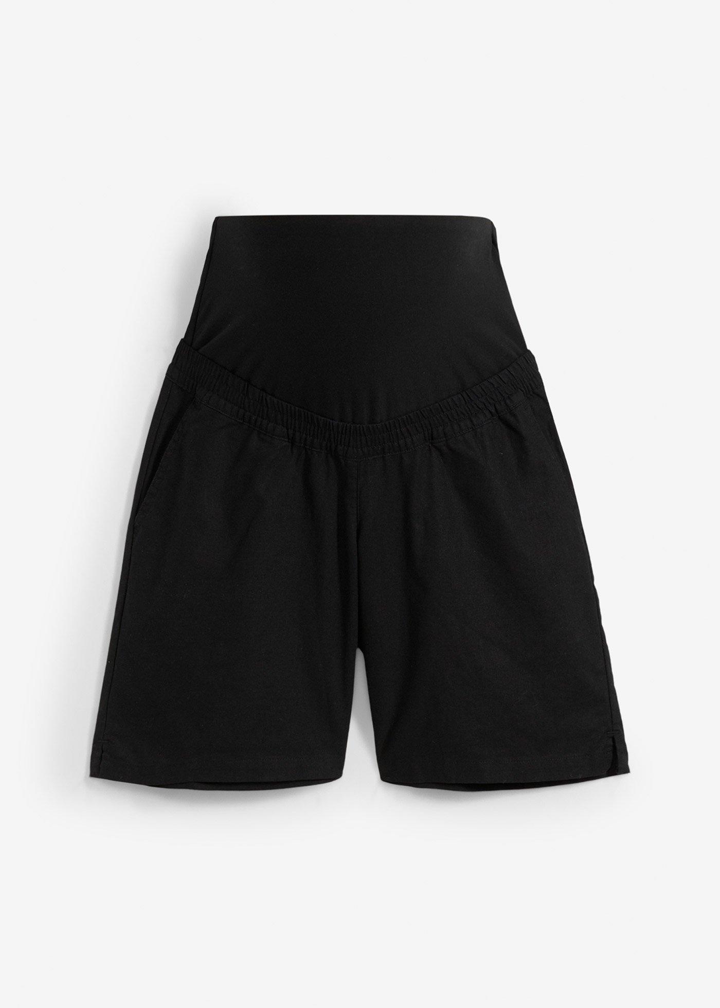 Shorts prémaman 2 in 1 con fascia risvoltabile in vita in misto lino e cotone