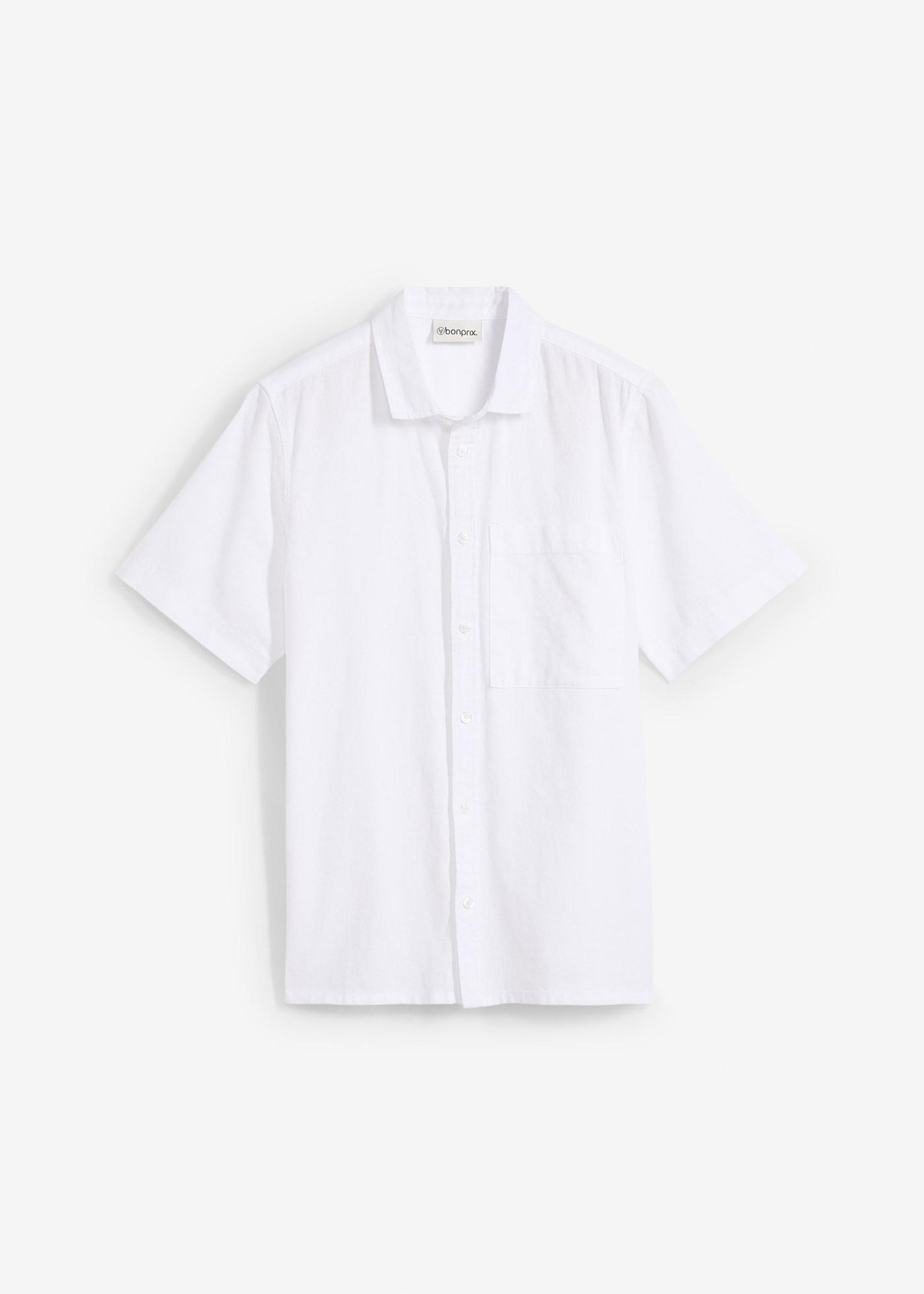 Camicia a maniche corte in misto cotone fresco e leggero