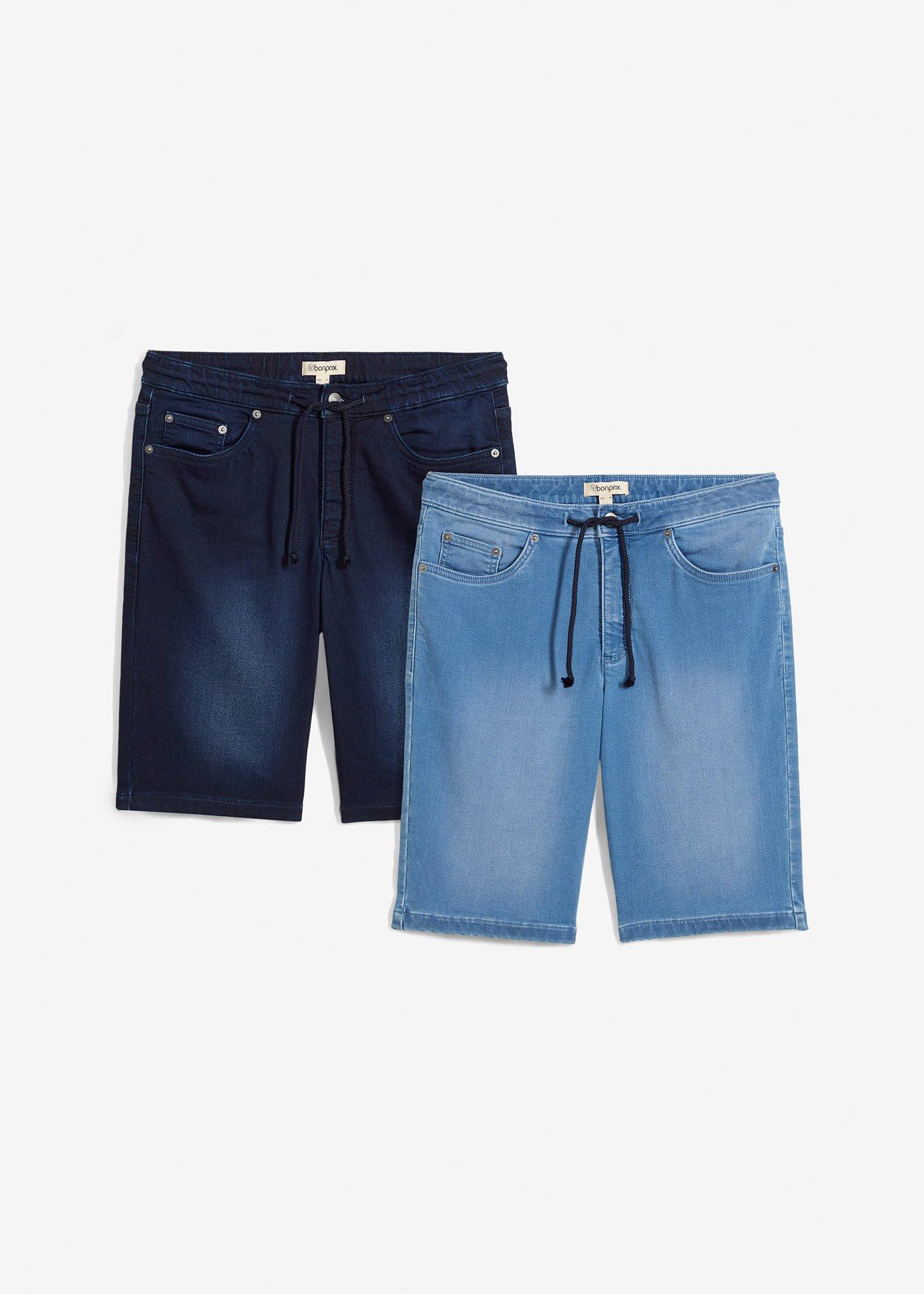 Bermuda in jeans felpato con elastico in vita, regular fit (pacco da 2)