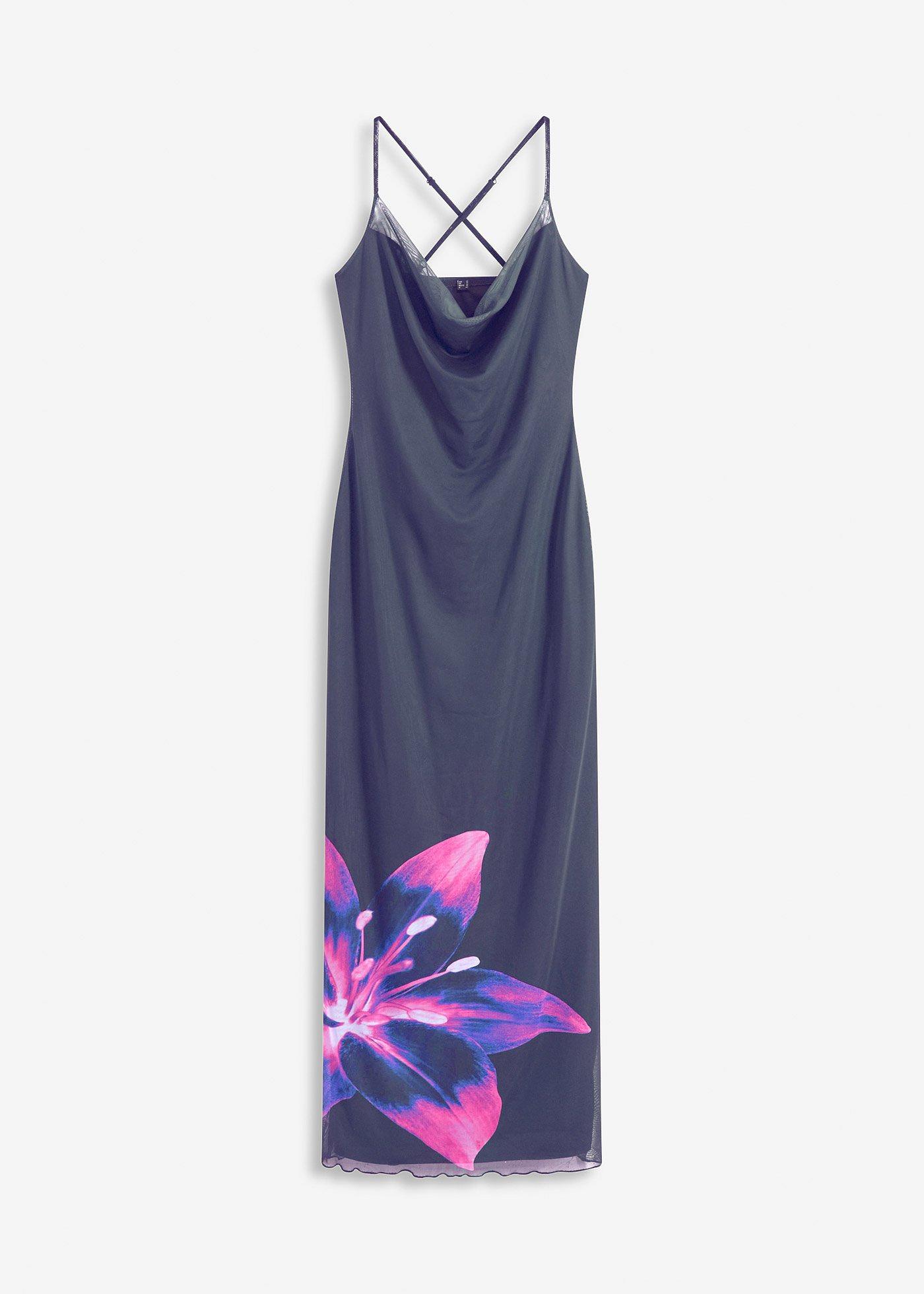 Abito con spalline sottili in mesh fine