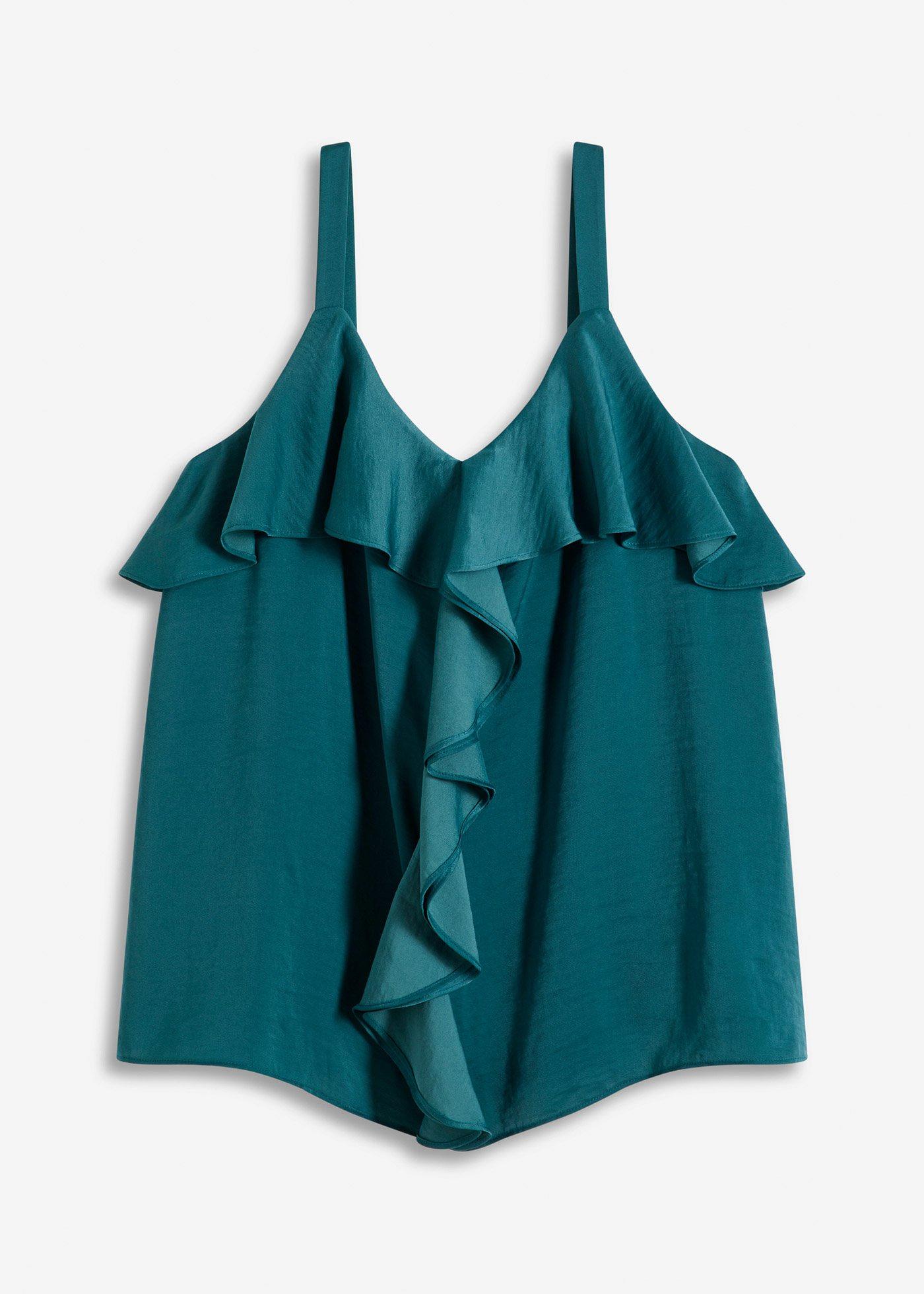 Top con spalline sottili in satin lucido