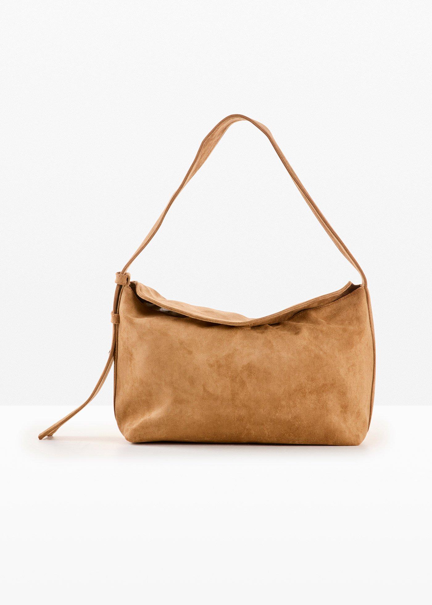 Borsa a mano in similpelle scamosciata