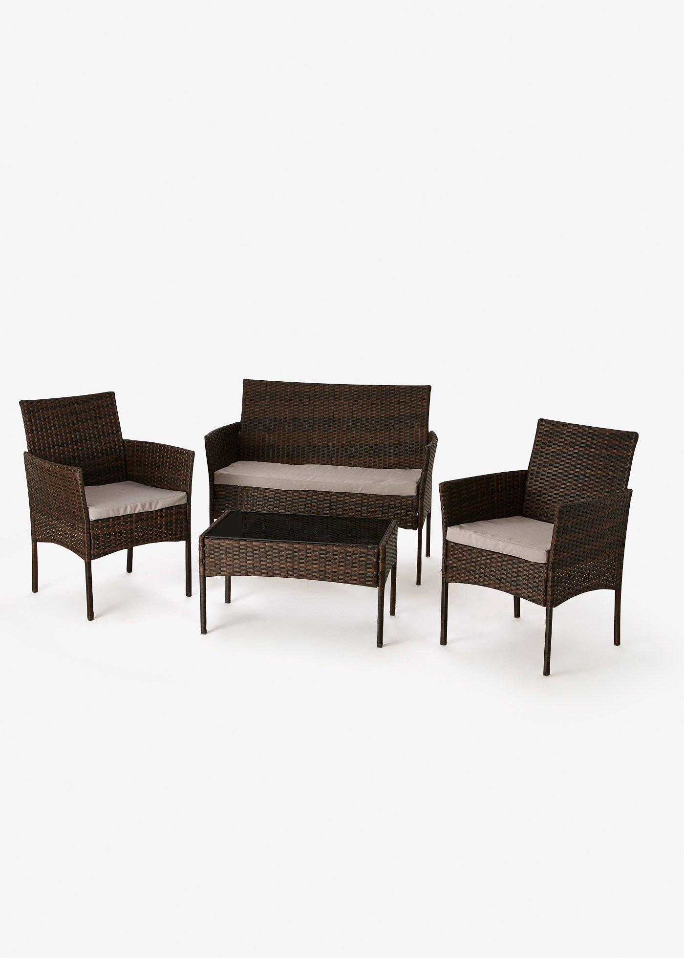 Tavolino, poltrone e panca da giardino (set giardino 4 pezzi)