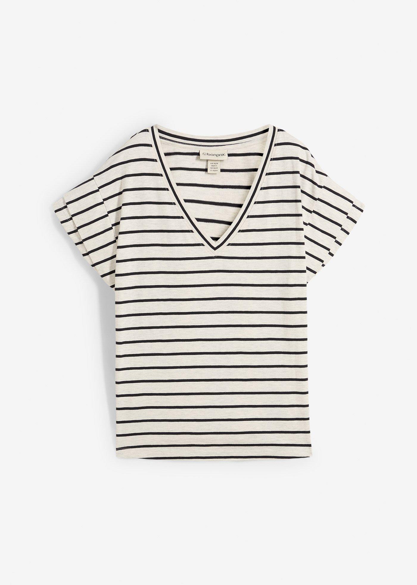 Maglia a righe con maniche a volant