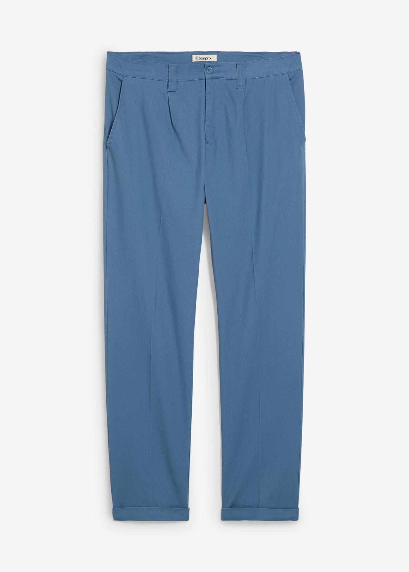 Pantaloni regular fit in twill di cotone, con pinces e gamba dritta