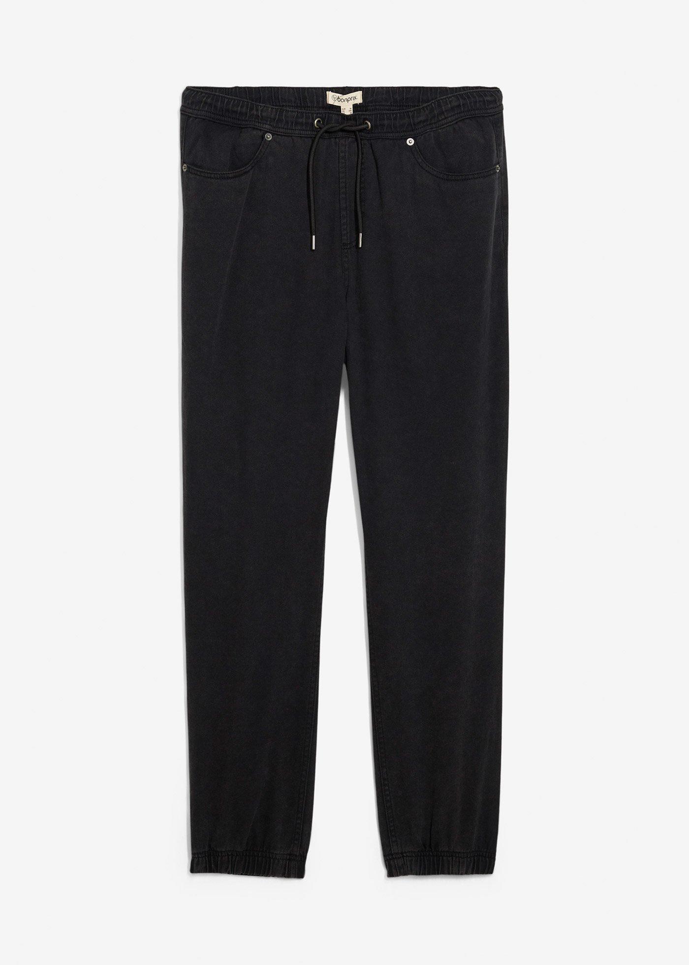 Pantaloni svasati con elastico in vita in twill di puro cotone, relaxed fit