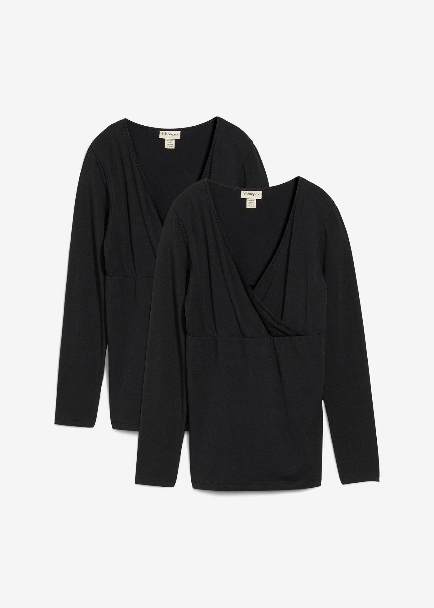 Maglia prémaman / da allattamento 2 in 1 in puro cotone biologico (pacco da 2)