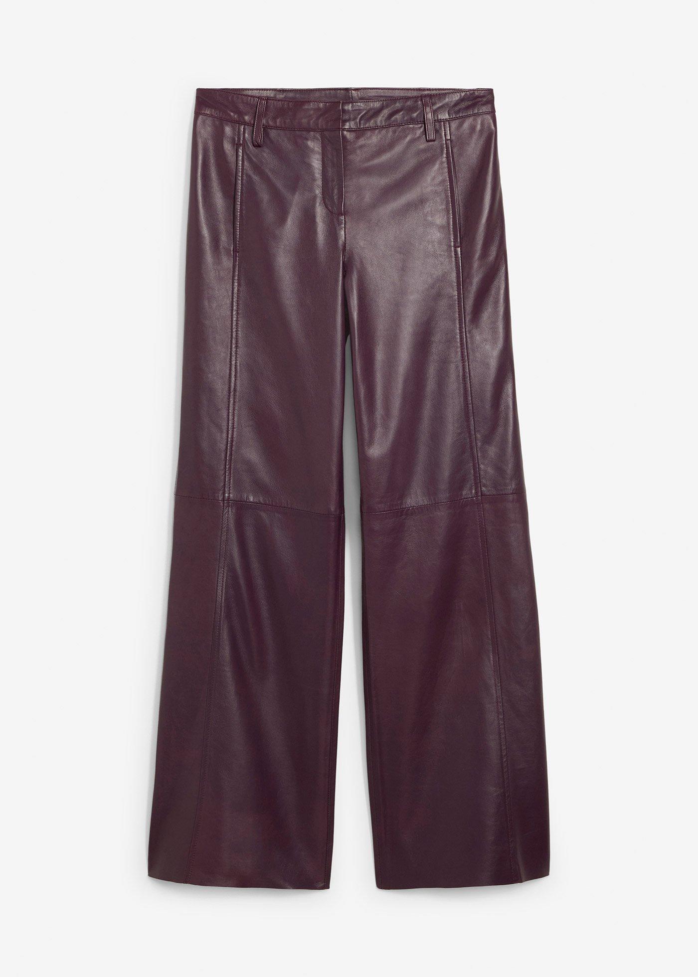 Pantaloni larghi in nappa d'agnello