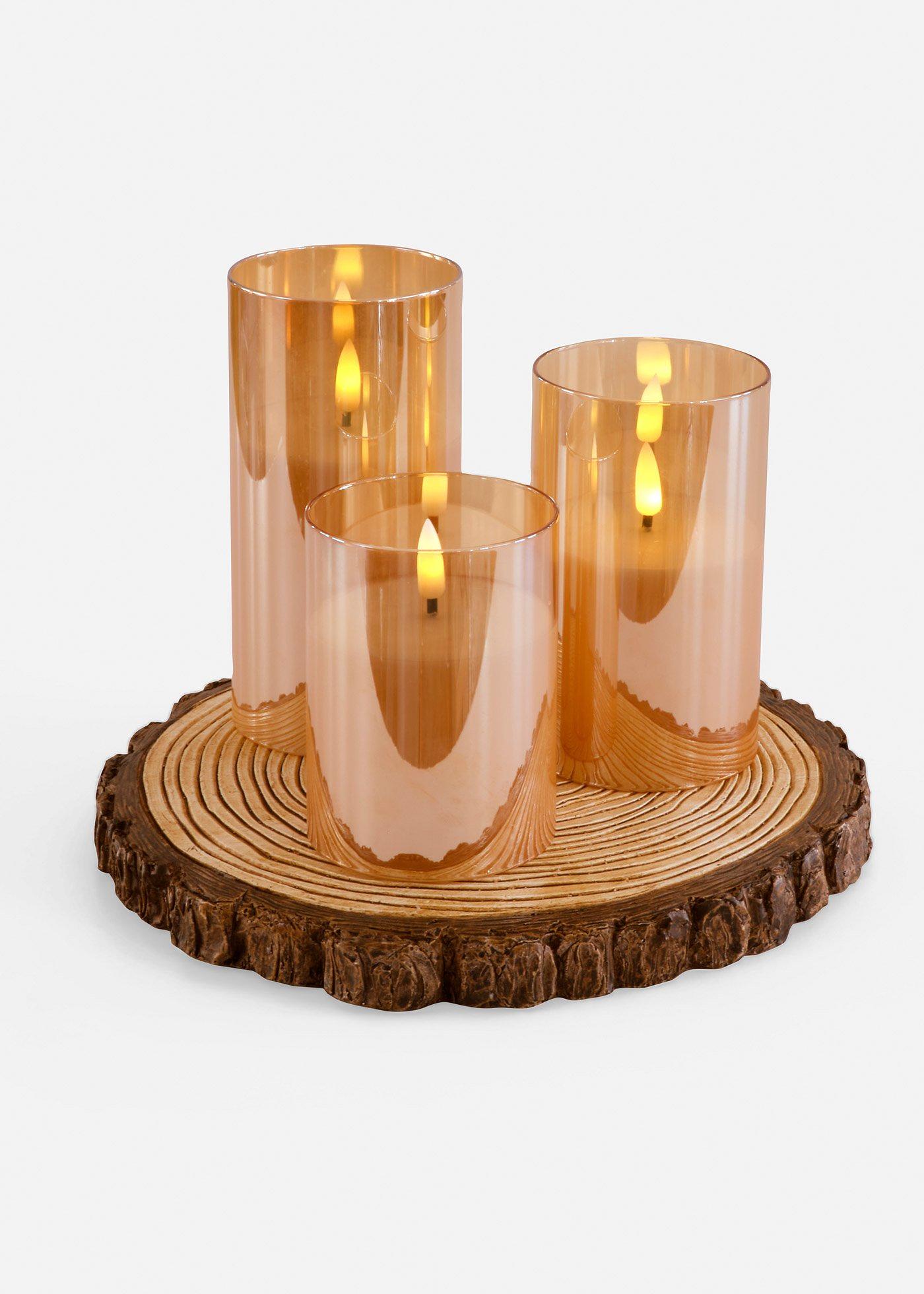 Candele decorative con LED (set 3 pezzi)