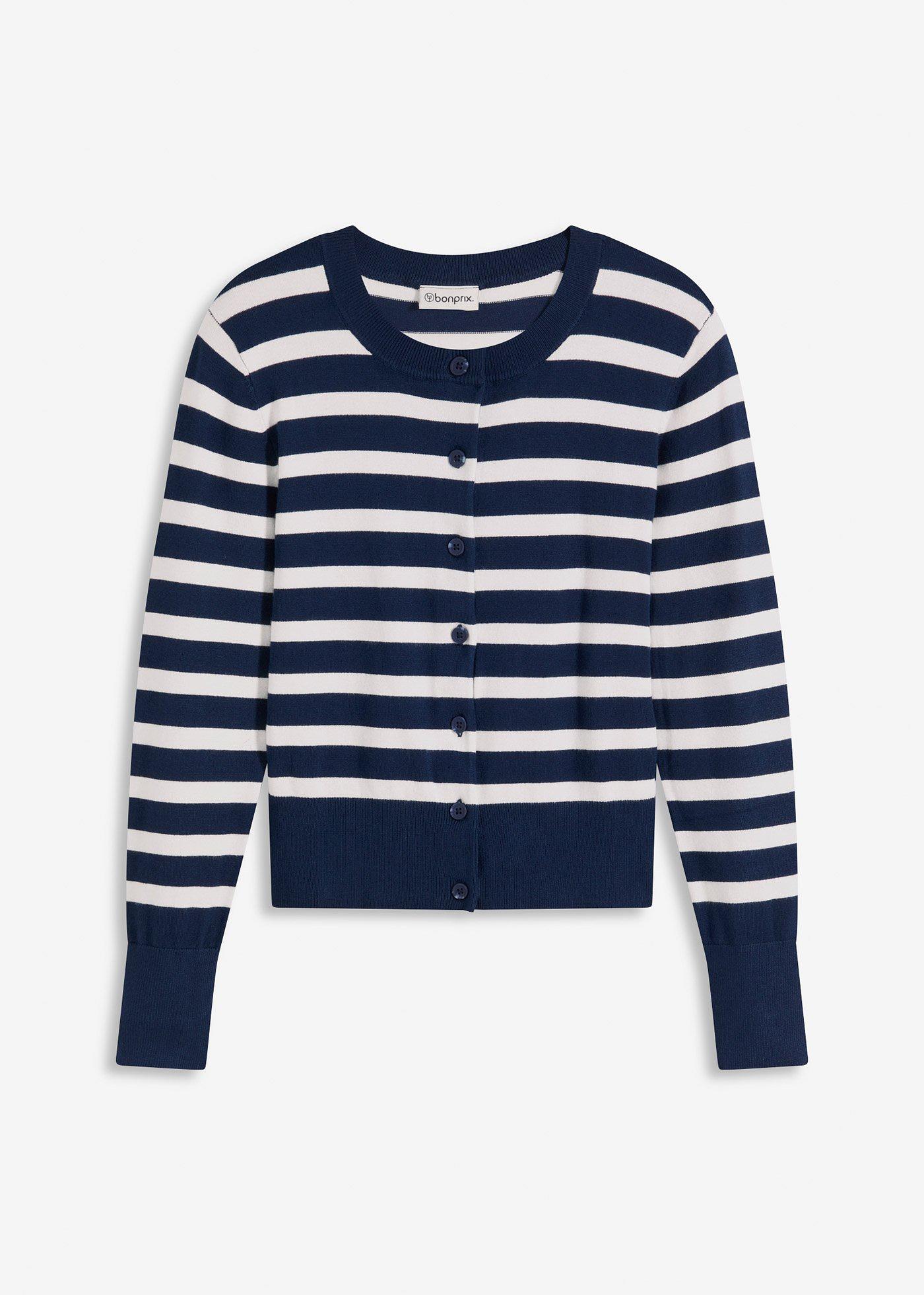 Cardigan in maglia fine a righe