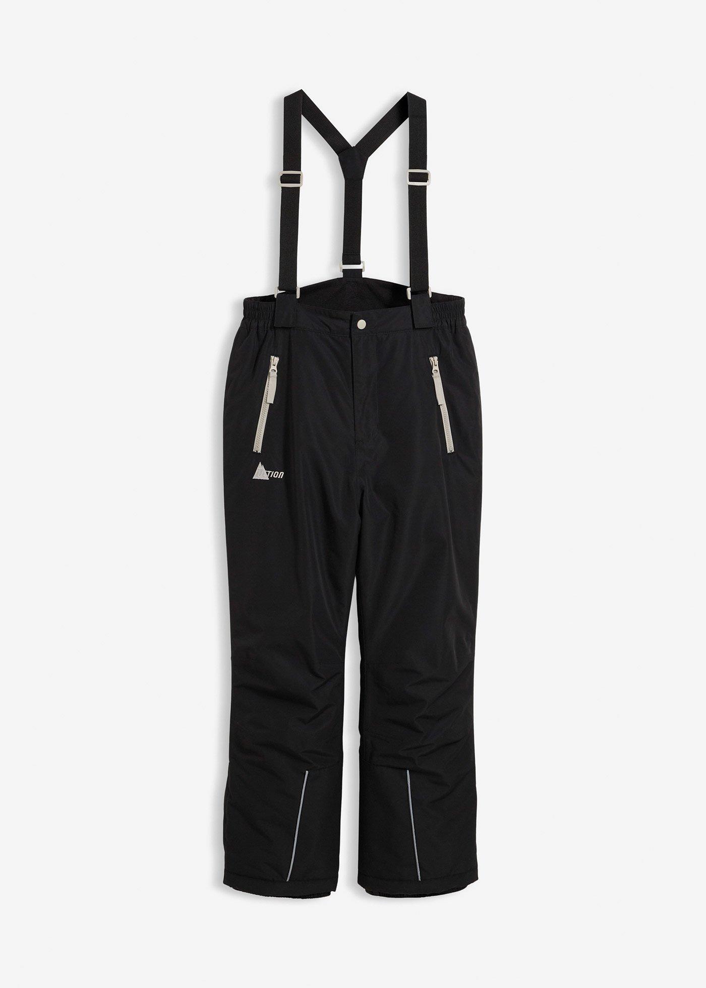 Pantaloni funzionali impermeabili con bretelle e dettagli riflettenti