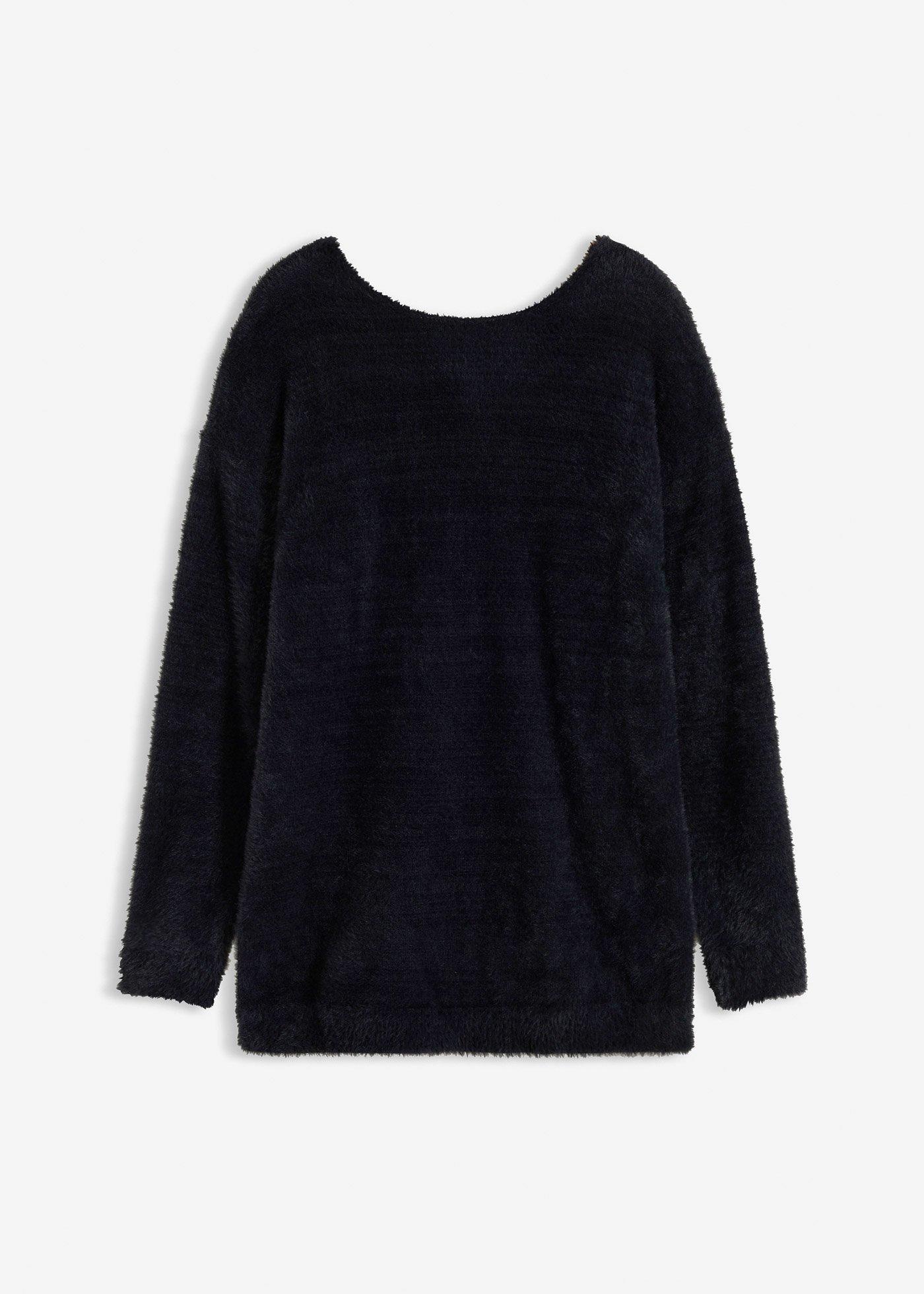 Maglione lungo in filato piumato morbido