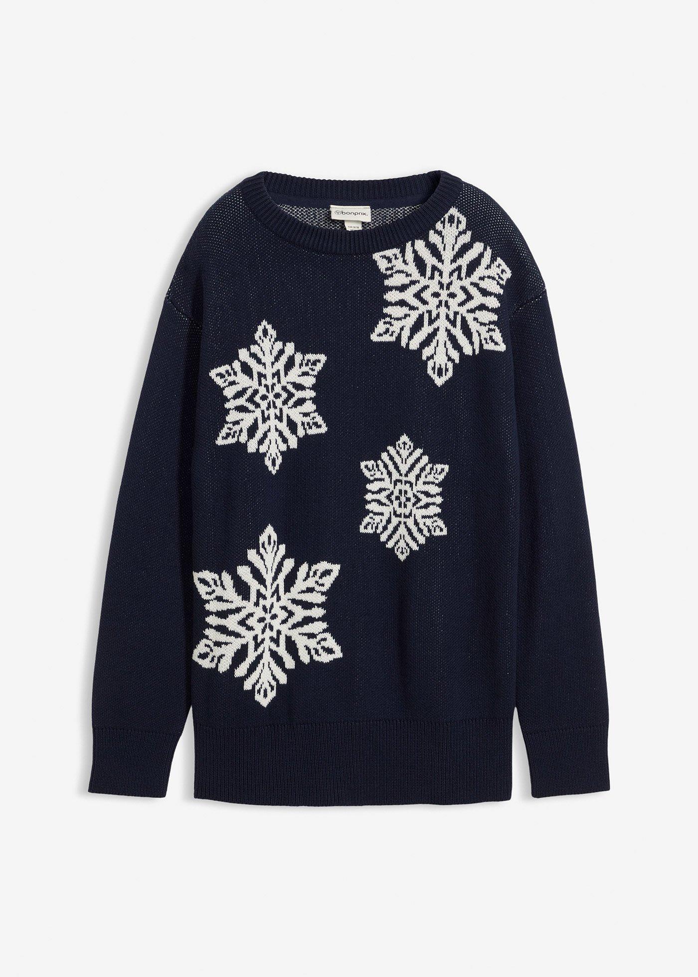 Maglione con scollo rotondo e fiocchi di neve