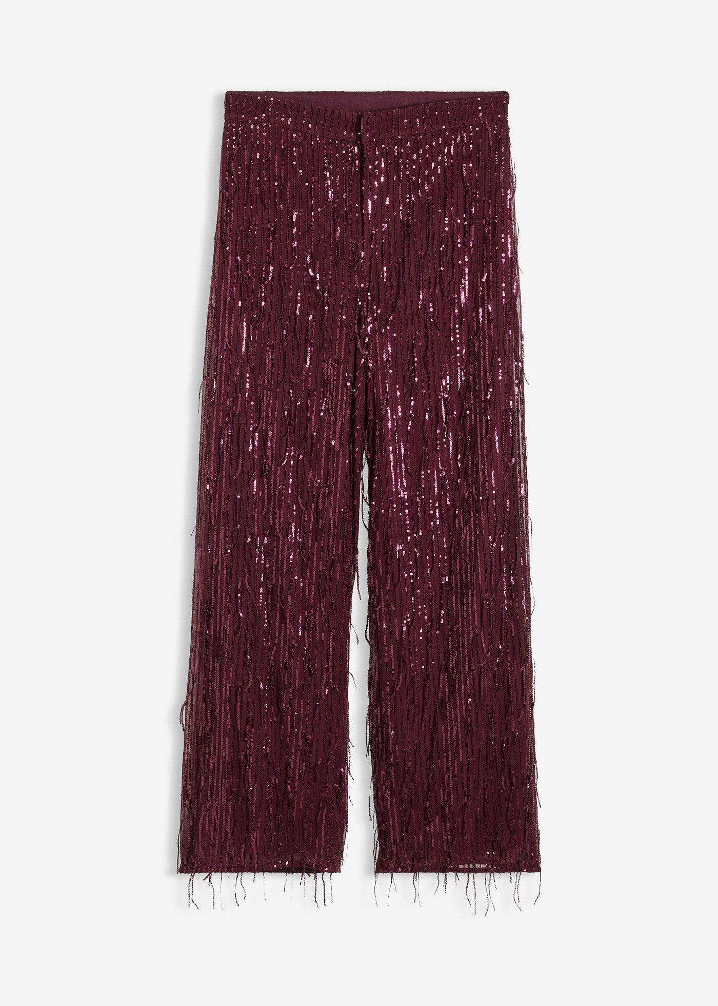 Pantaloni con paillettes e frange