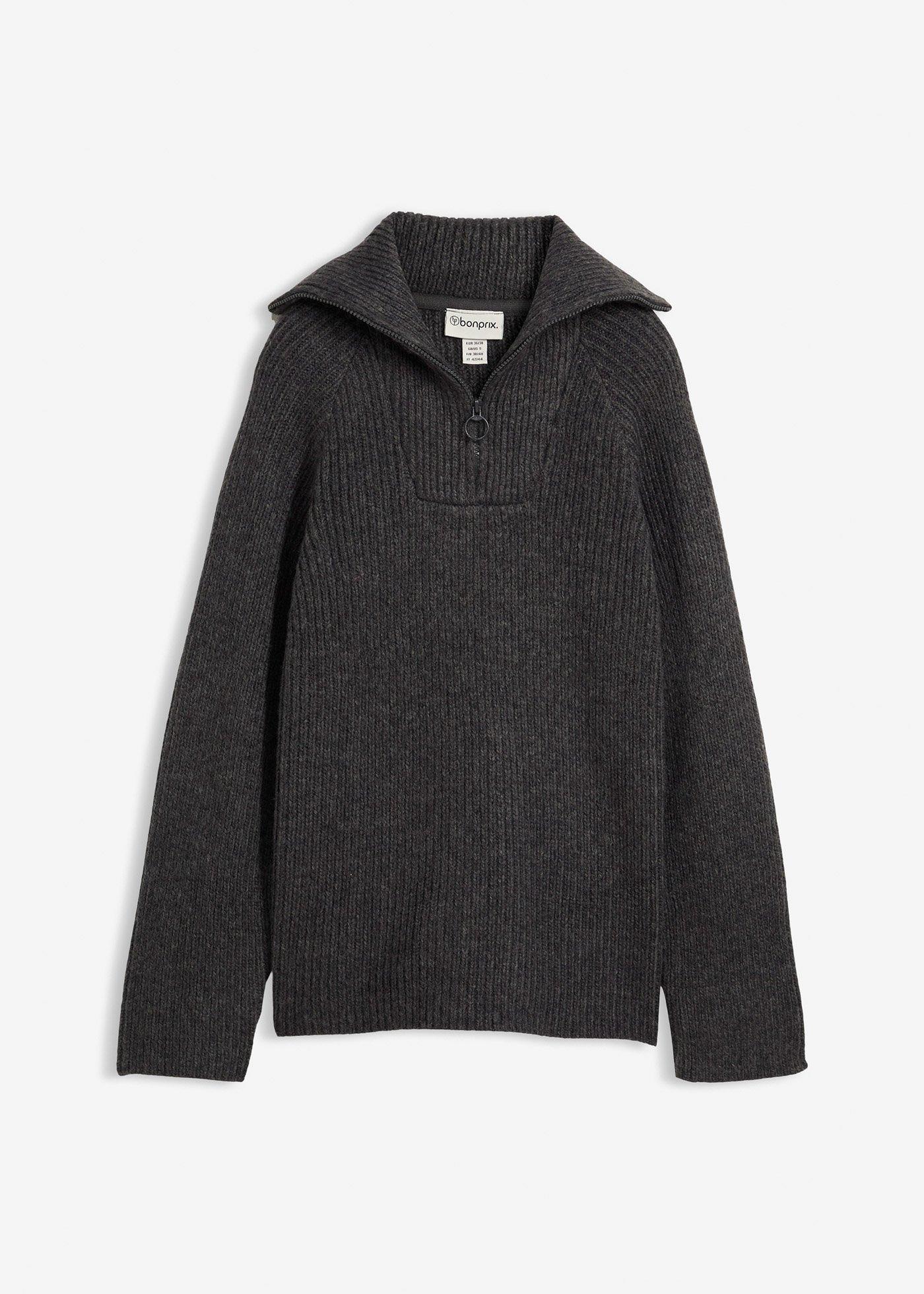 Maglione a coste con zip