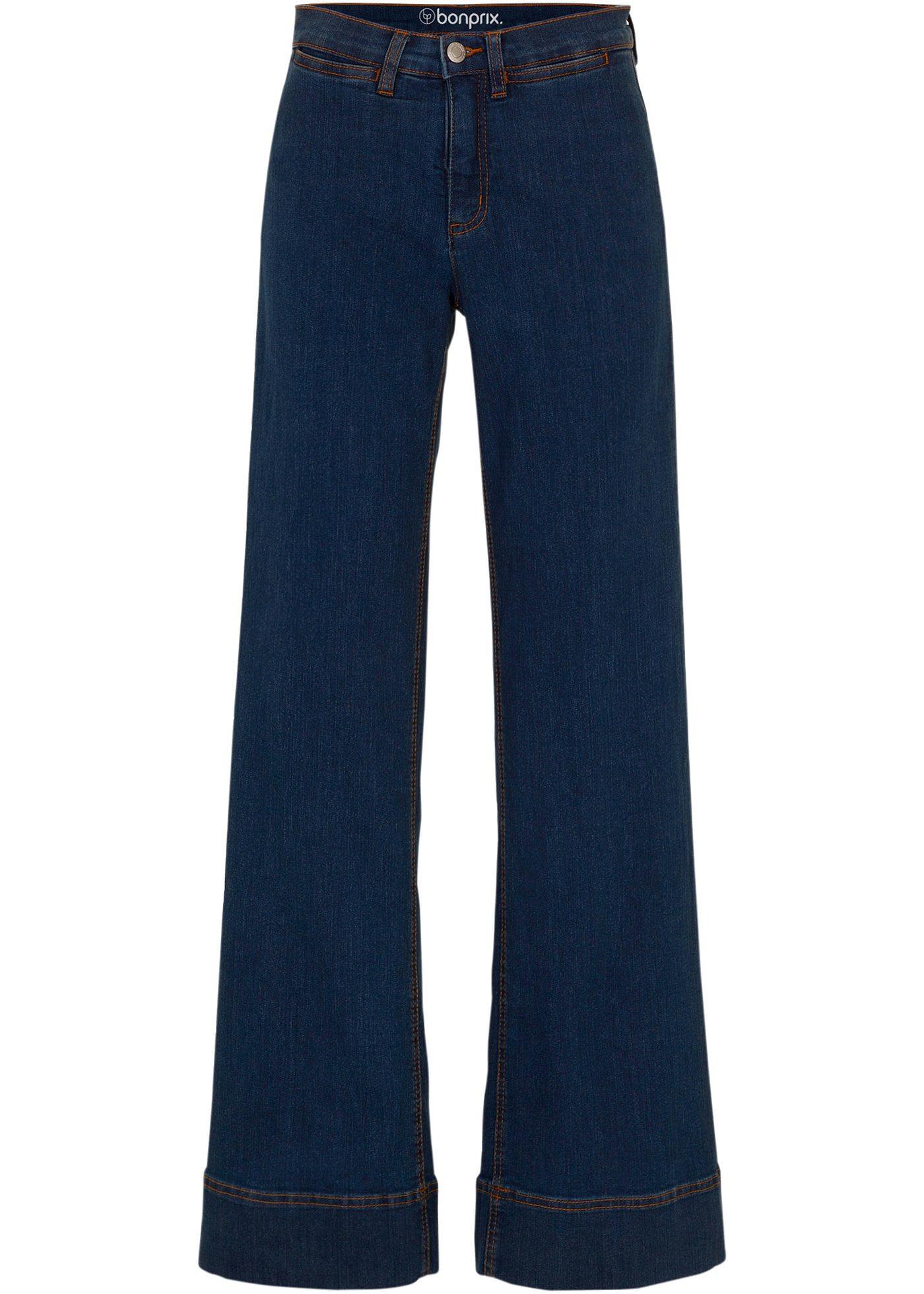 Jeans elasticizzati comfort a gamba larga, vita media