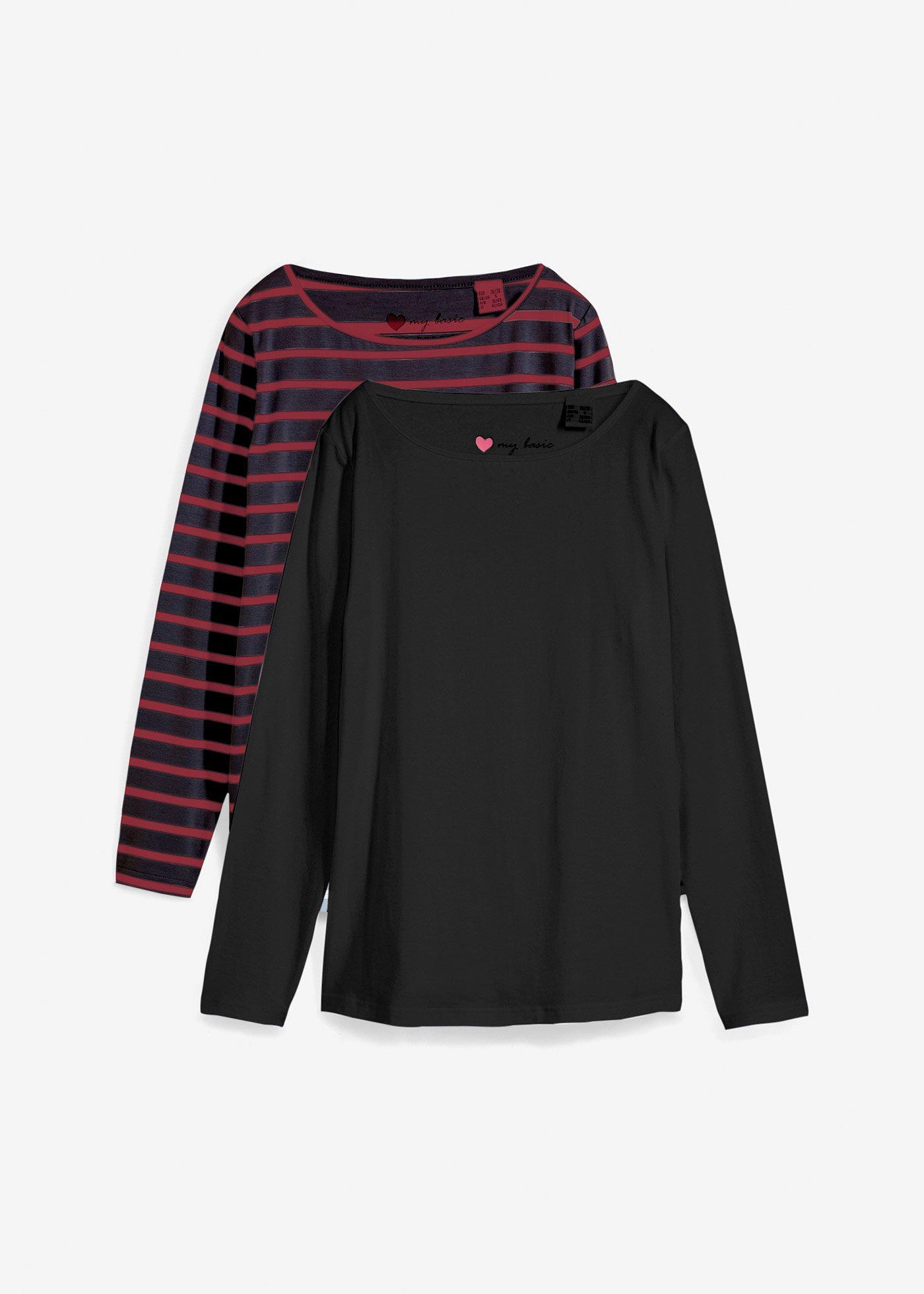 Maglia a maniche lunghe con scollo a barca (pacco da 2)
