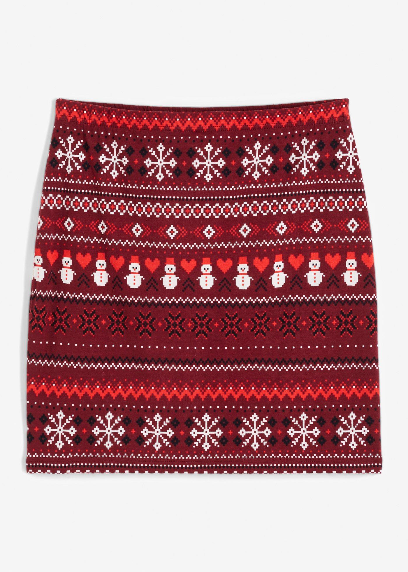 Minigonna con motivo norvegese in misto cotone ed elastan