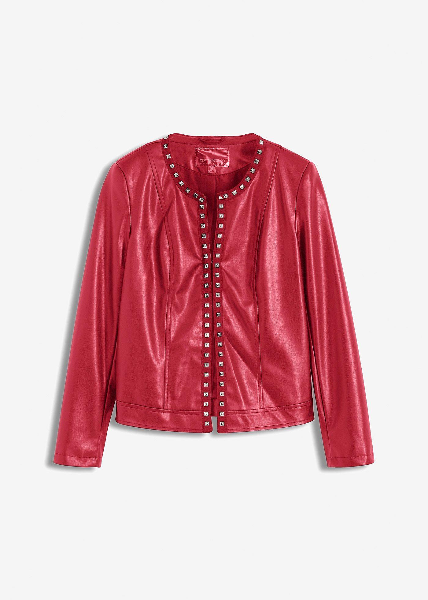 Blazer in similpelle con borchie