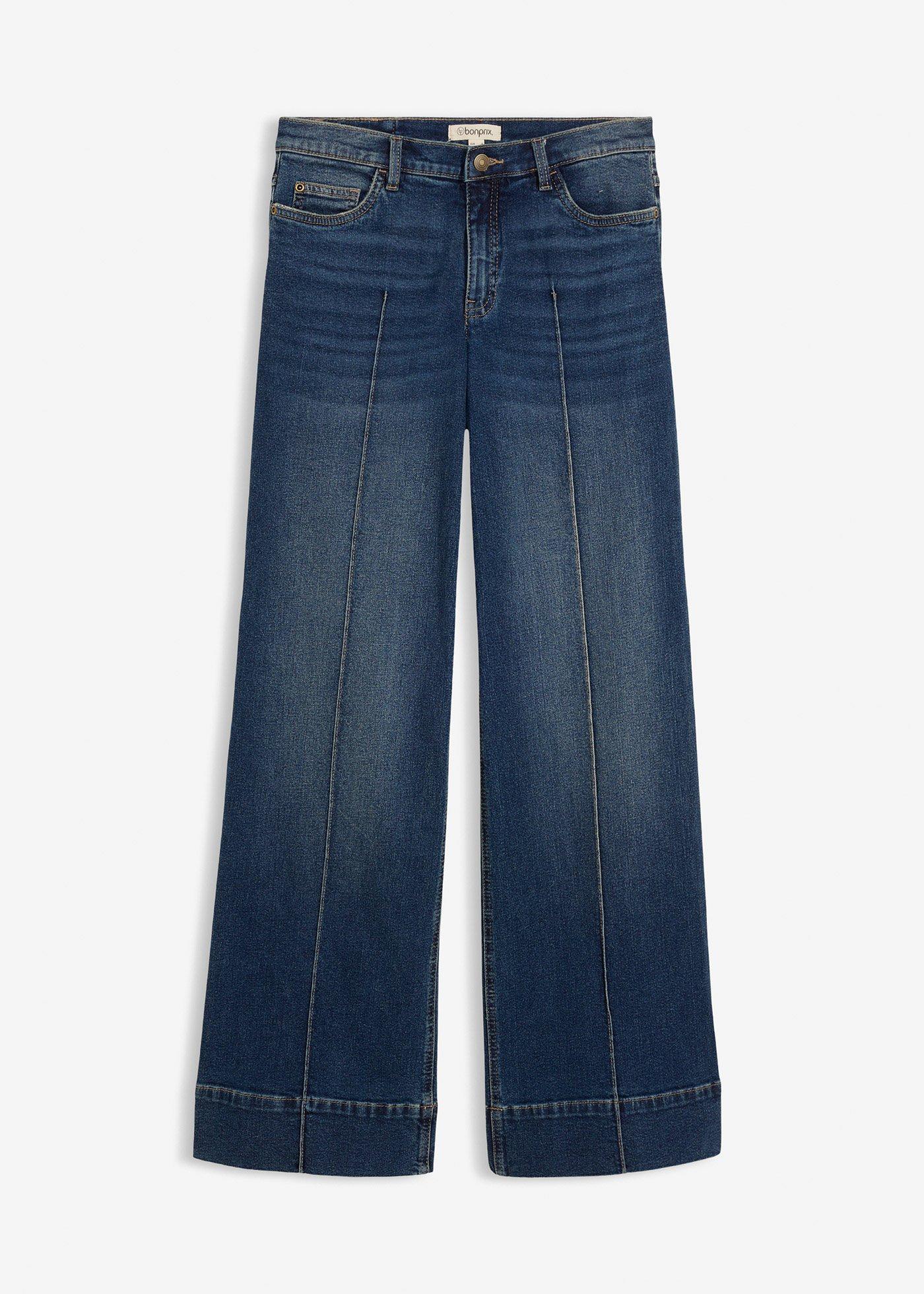 Jeans wide leg full length, vita media