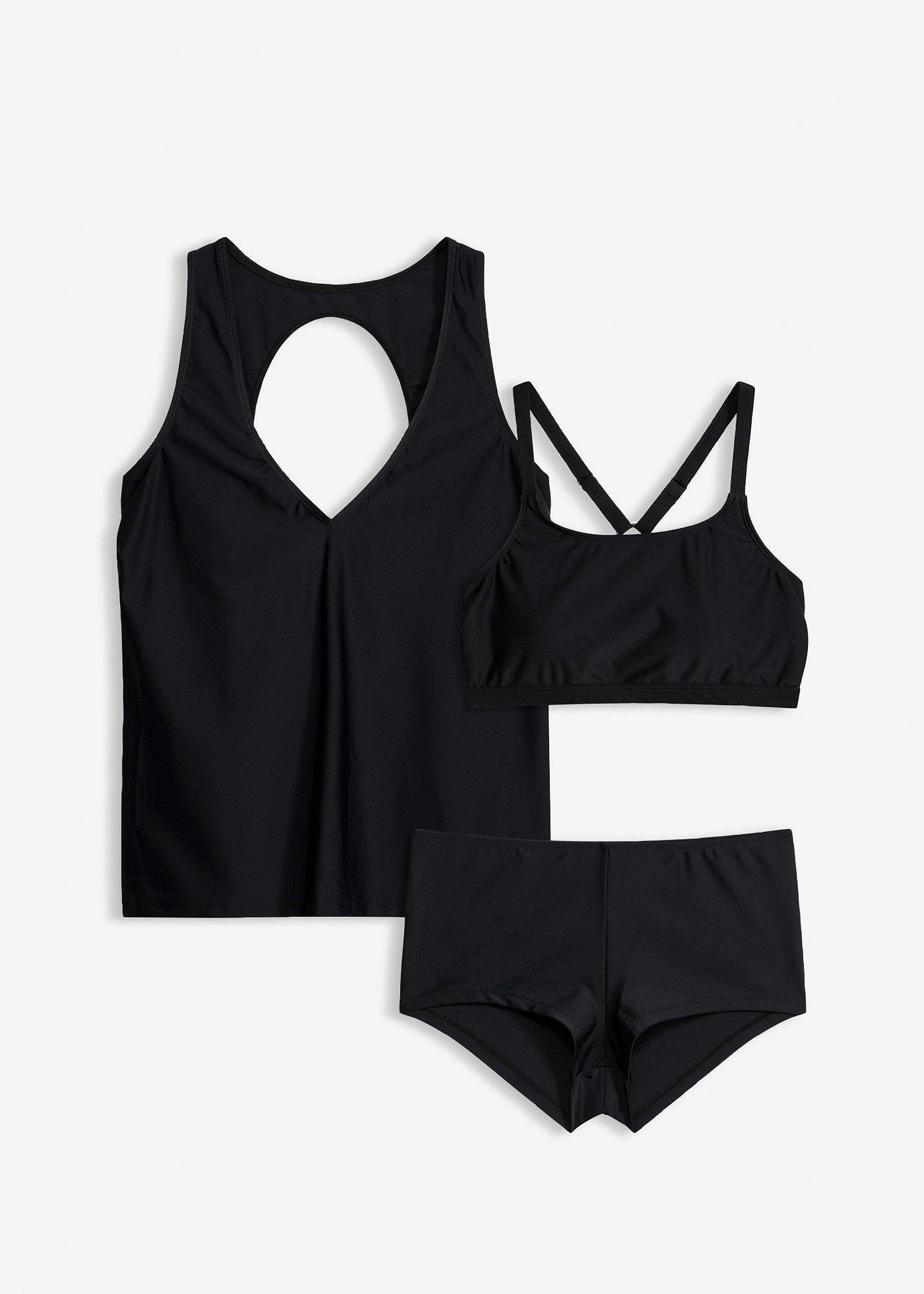 Tankini con reggiseno a fascia (set 3 pezzi)