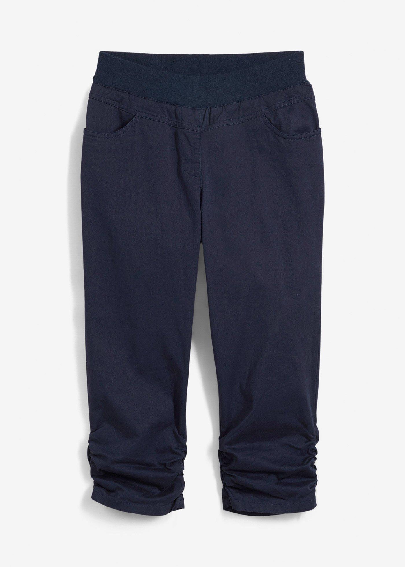 Pantaloni capri di misto cotone con cinta comoda