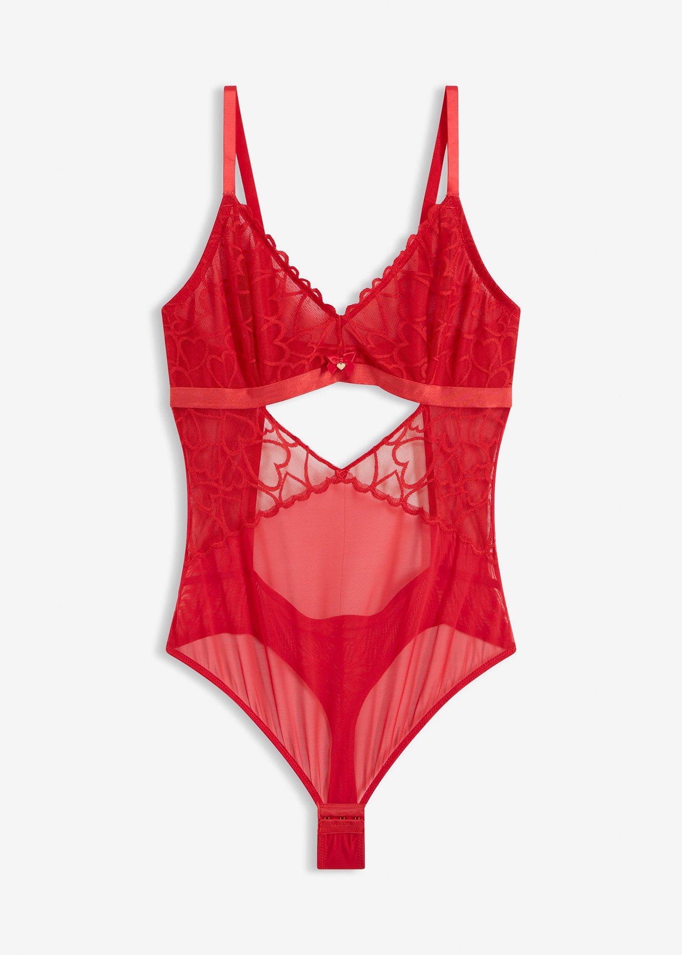 Body con perizoma e pizzo con cuoricini