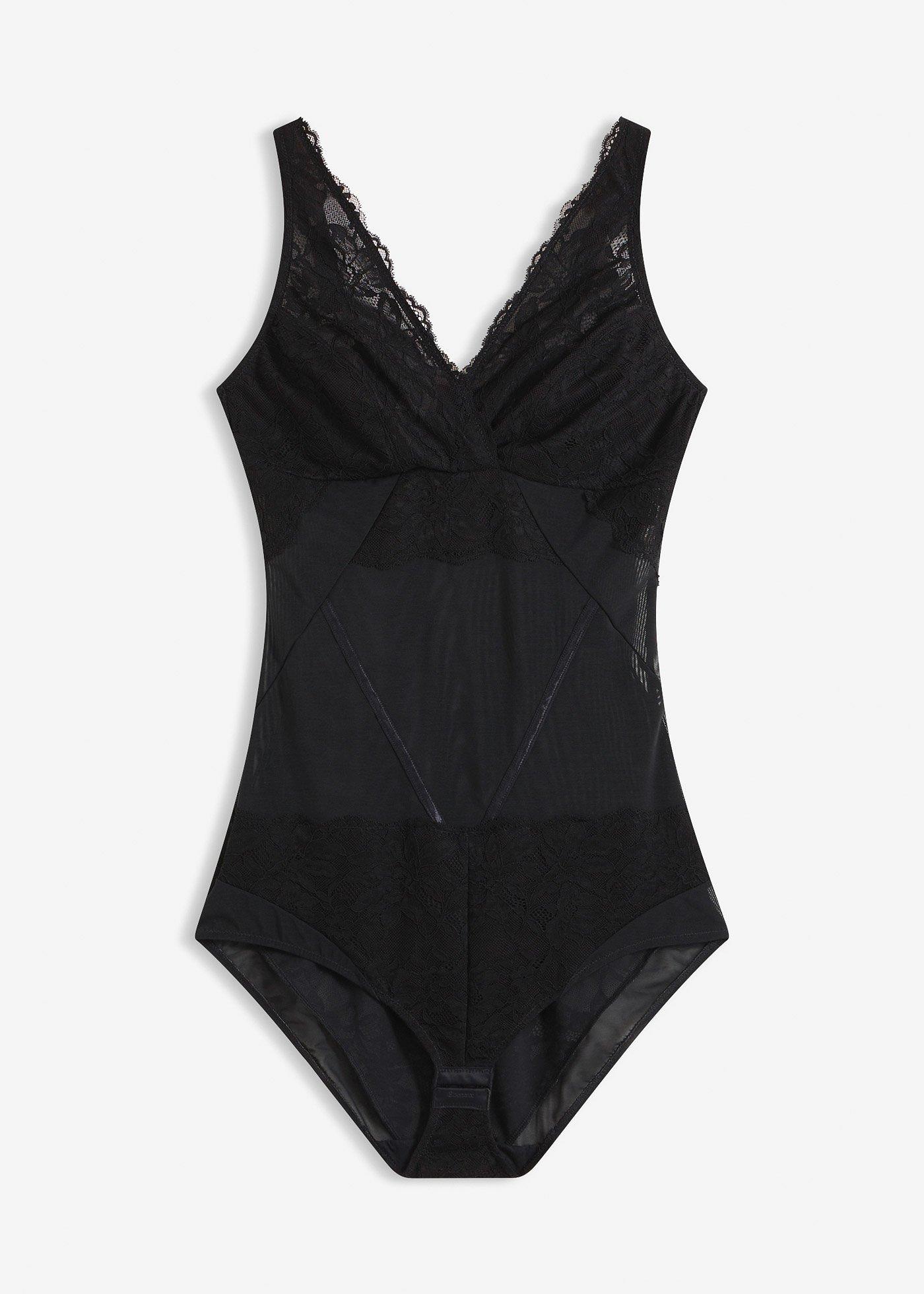 Body con pizzo ed effetto modellante leggero
