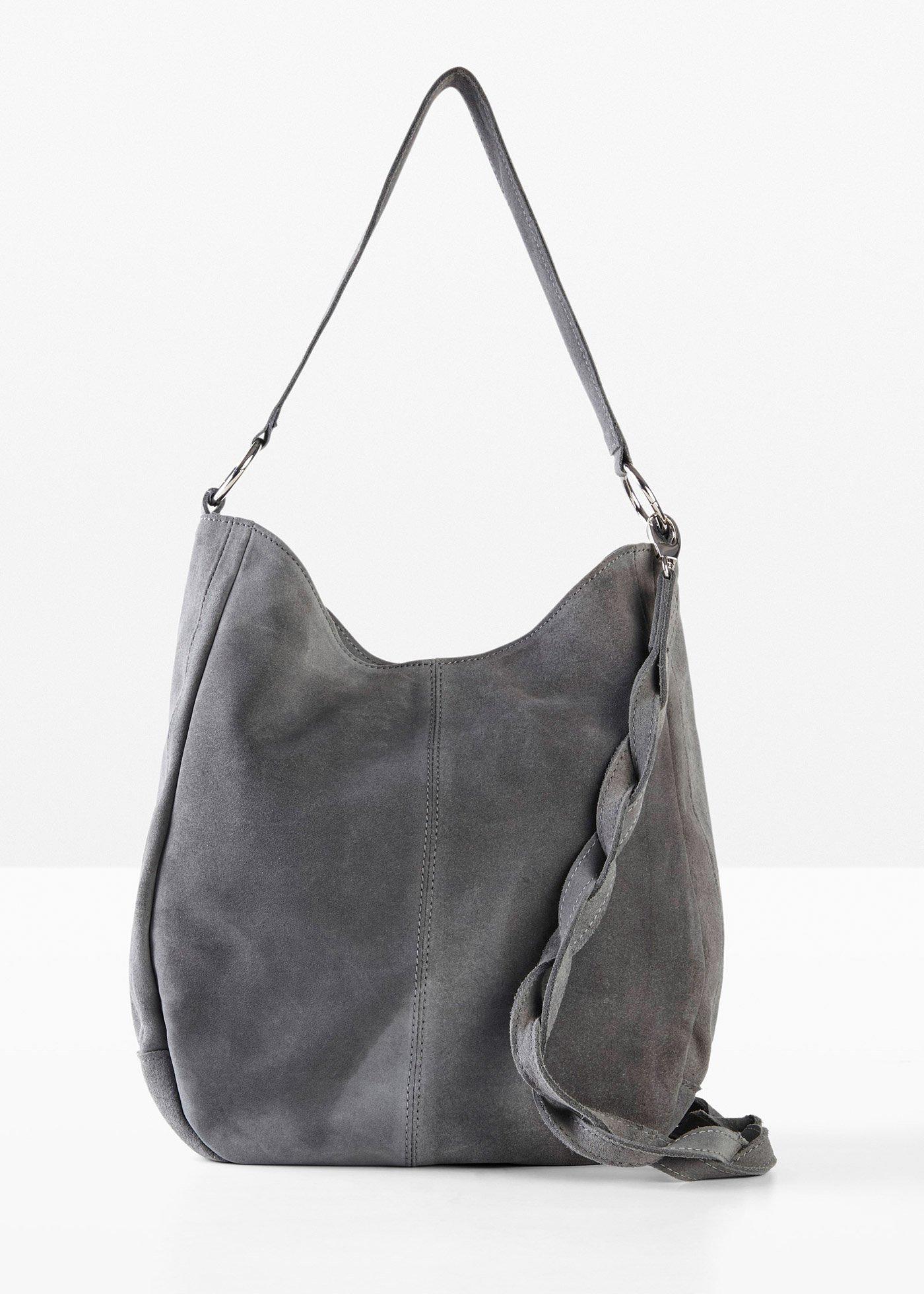 Borsa in pelle scamosciata con tracolla extra decorativa