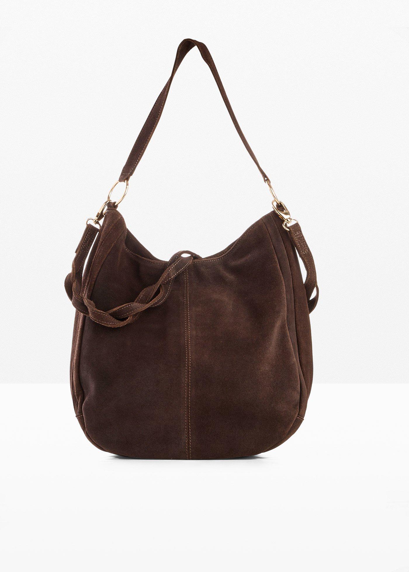 Borsa in pelle scamosciata con tracolla extra decorativa