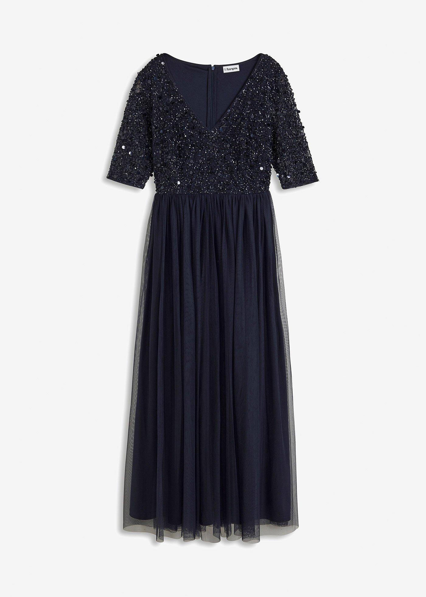 Abito da sera in tulle delicato con ricamo e paillettes