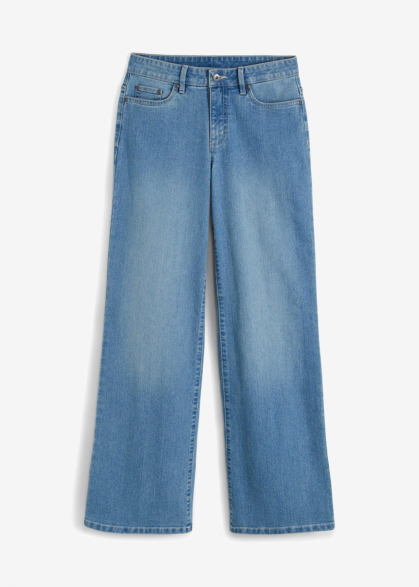 Jeans wide leg elasticizzati, vita media