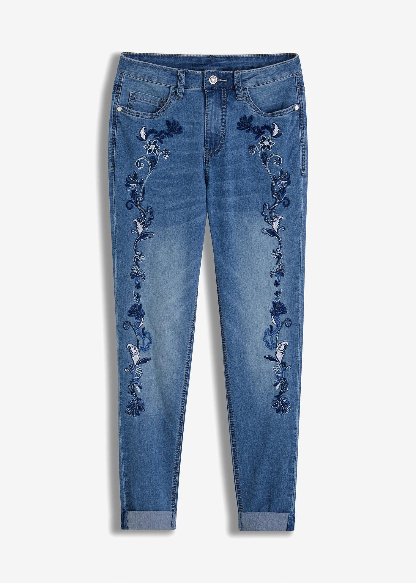 Jeans slim fit cropped, vita media