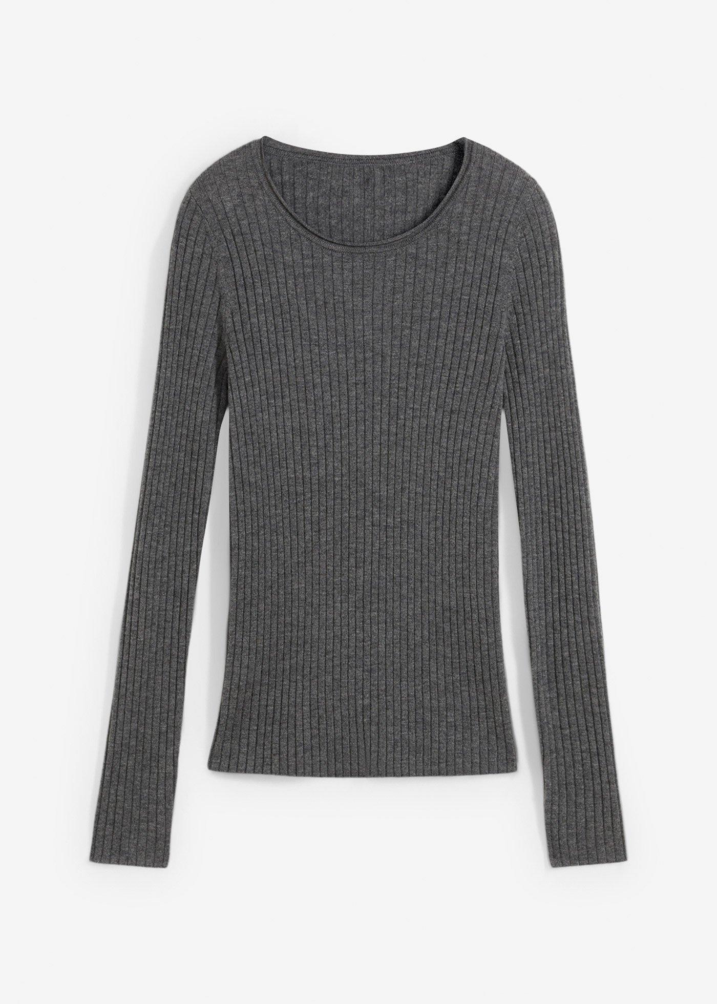 Maglione a costine in lana merino
