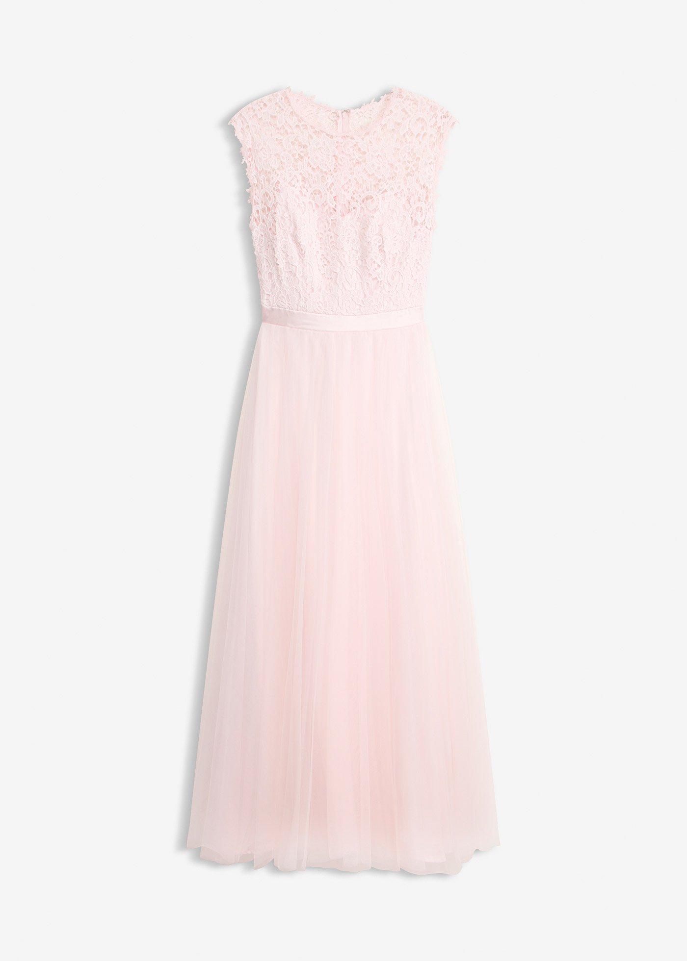 Abito da sera con pizzo e gonna in tulle fine