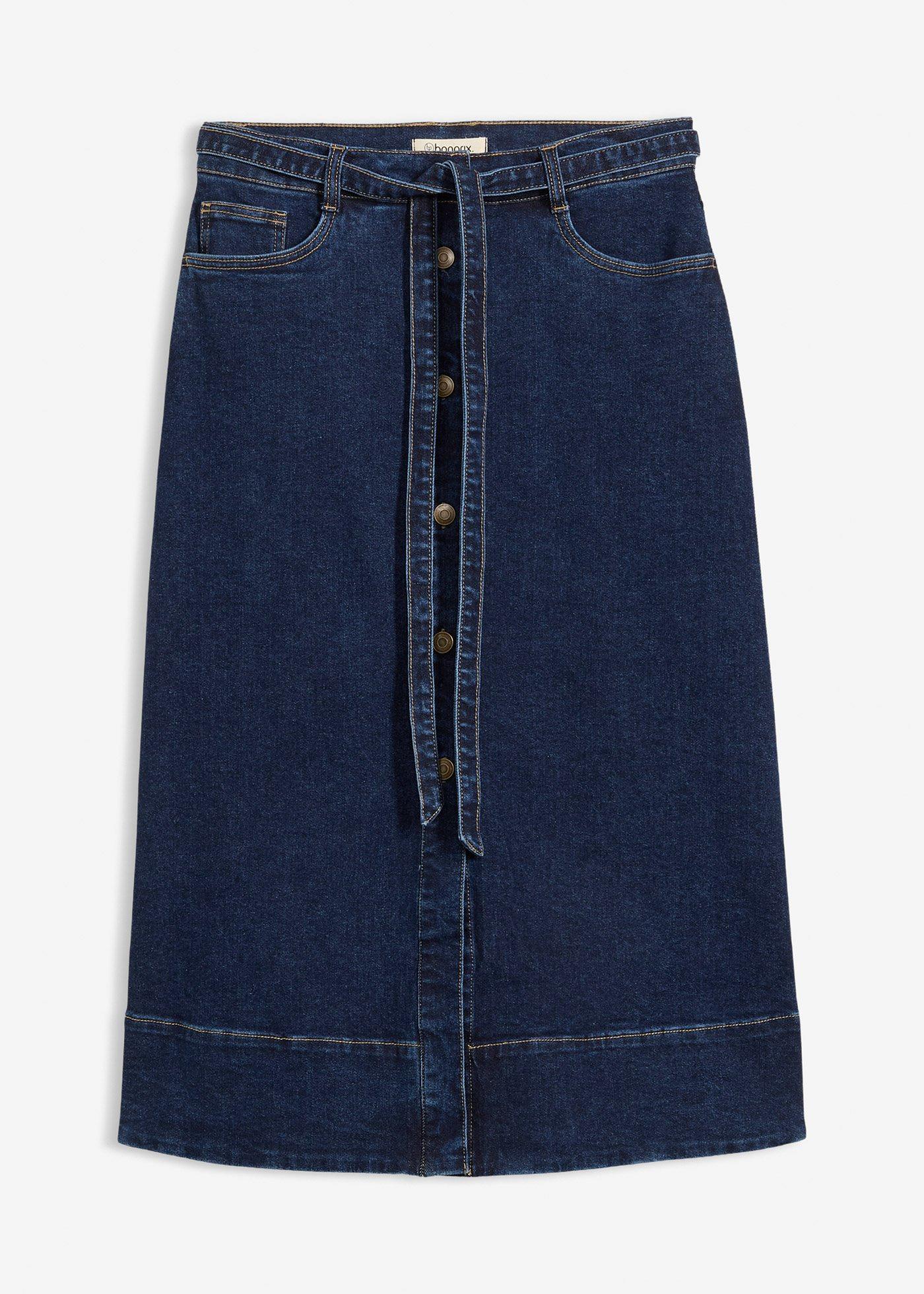 Gonna midi di jeans con bottoni