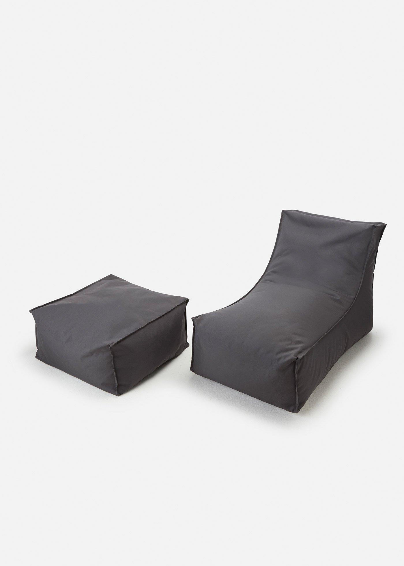 Pouf a sdraio da giardino con poggiapiedi (set 2 pezzi)