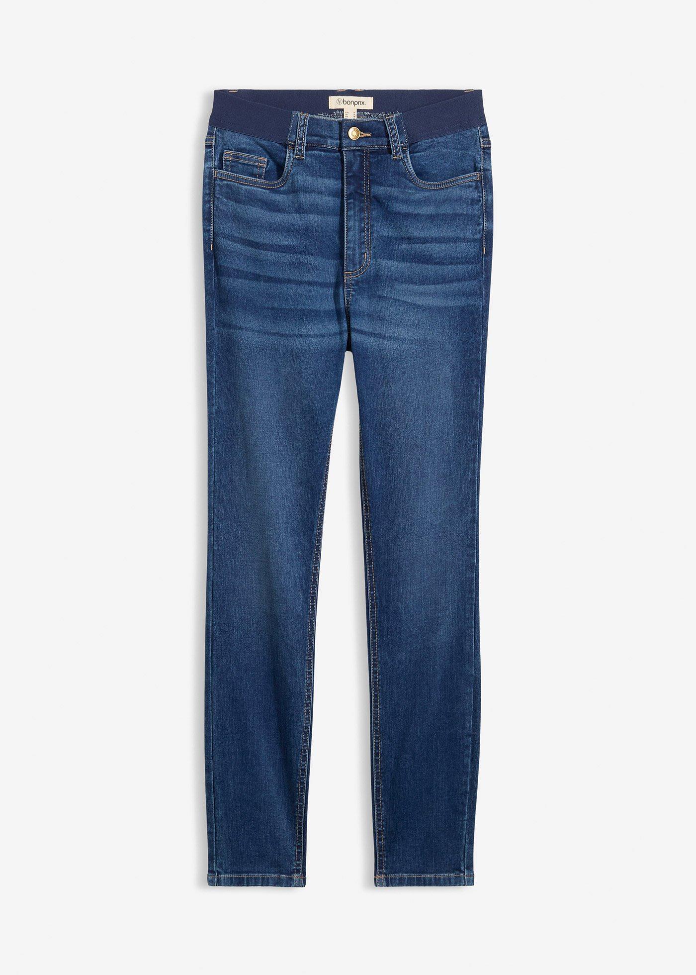Jeans skinny con elastico in vita, vita alta