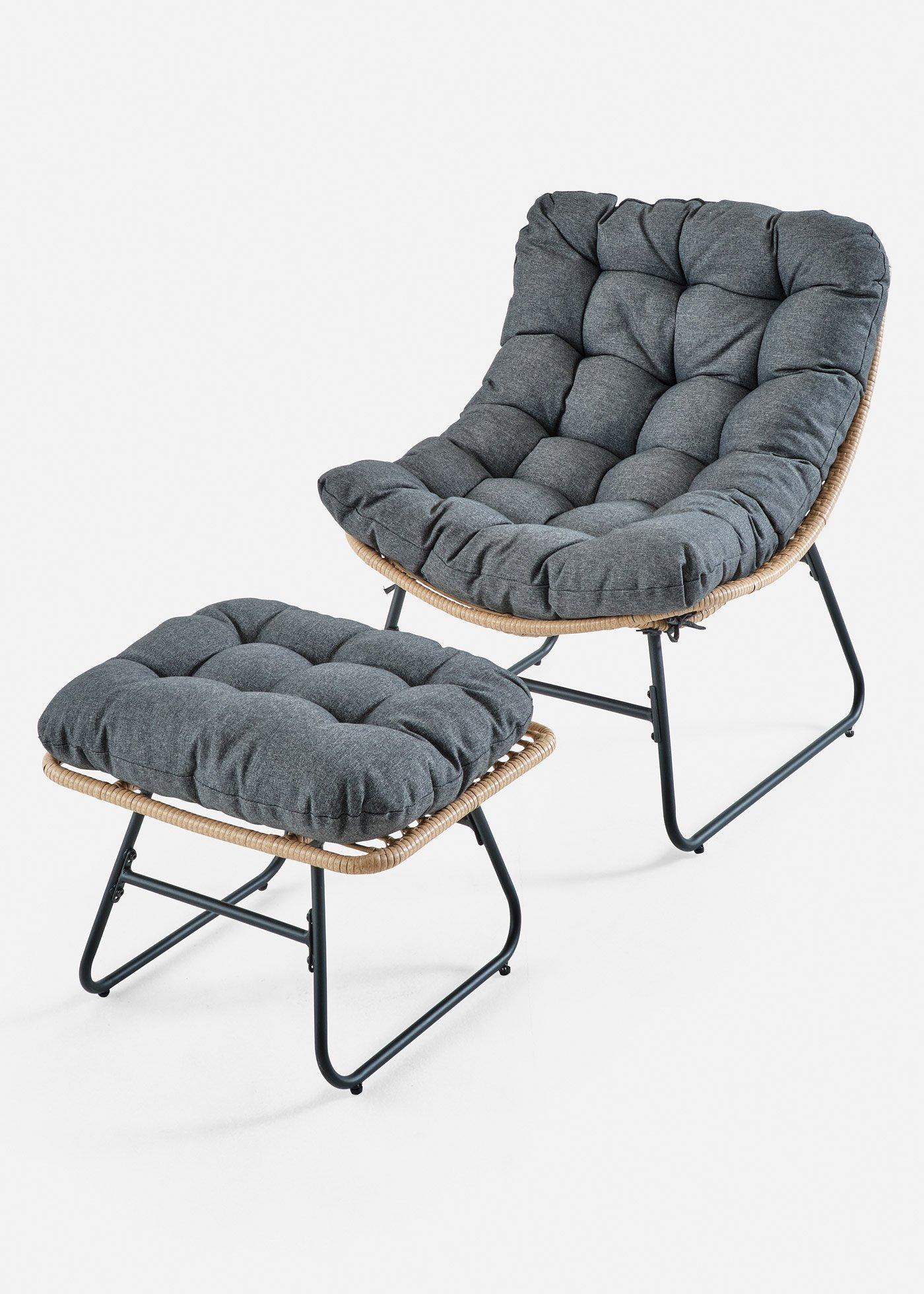 Sedia e poggiapiedi da giardino (set giardino 2 pezzi)