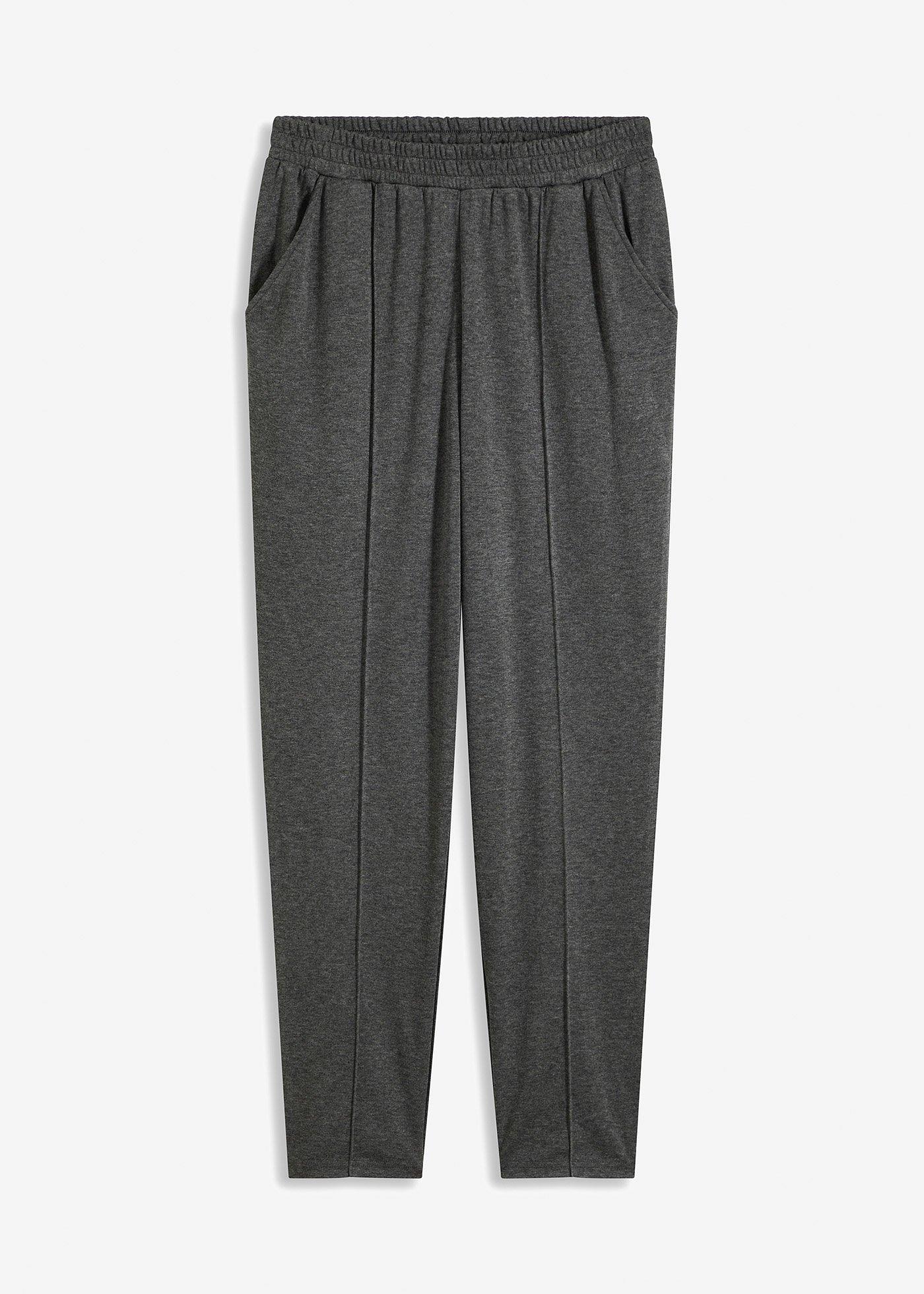 Pantaloni in jersey con elastico in vita e piega cucita