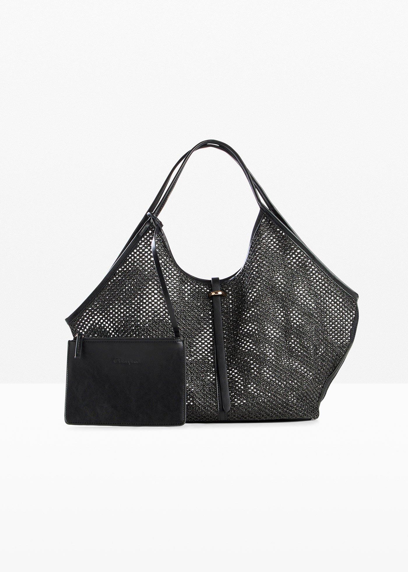 Borsa shopper in mesh con tasca interna estraibile