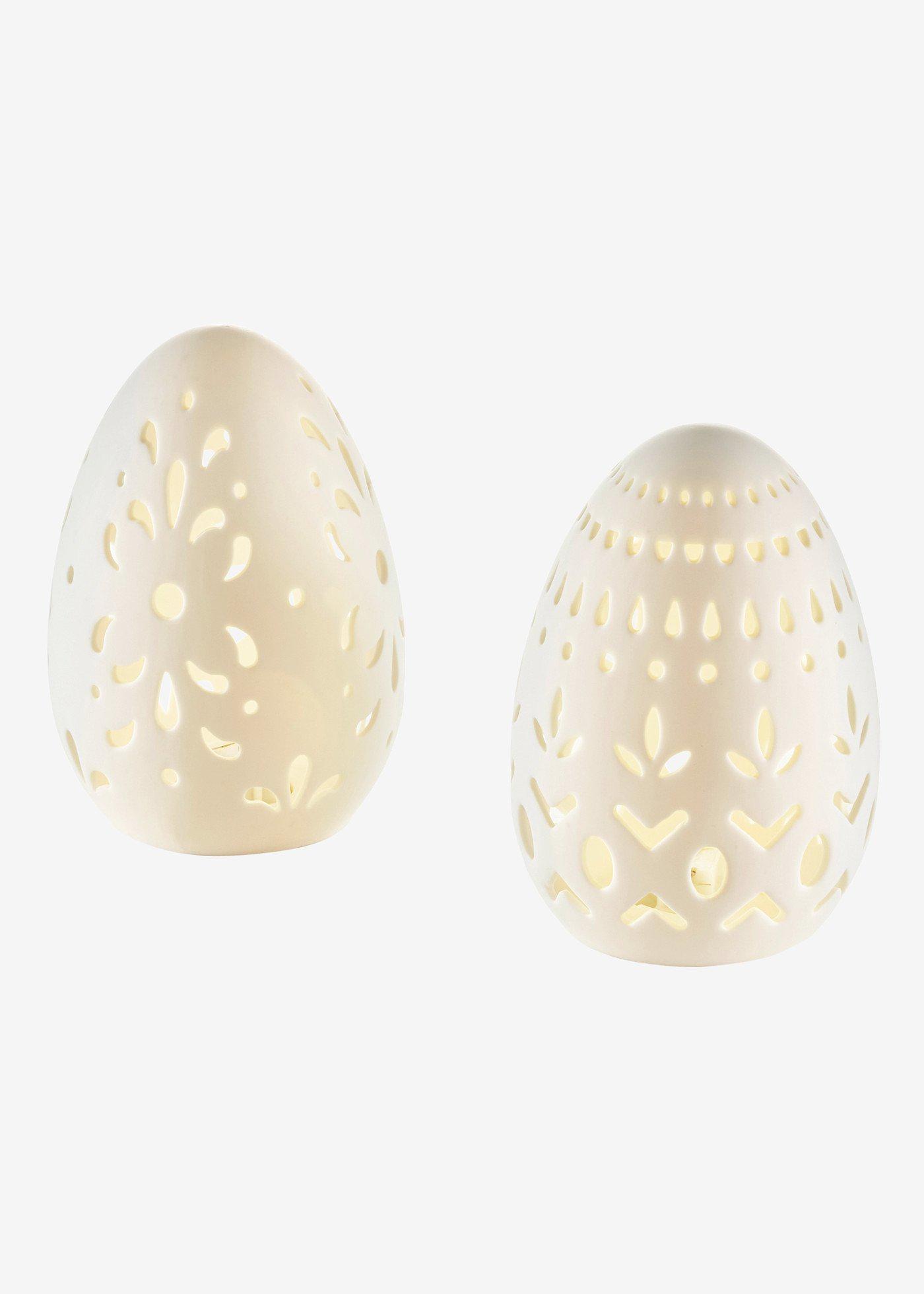 Soprammobile LED uovo con intagli (pacco da 2)