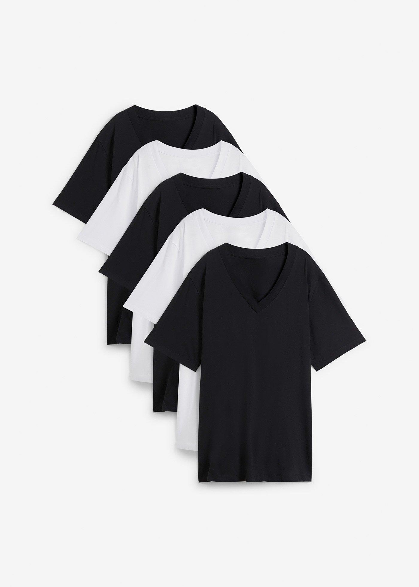 Maglia lunga e larga con scollo a V e maniche corte (pacco da 5)