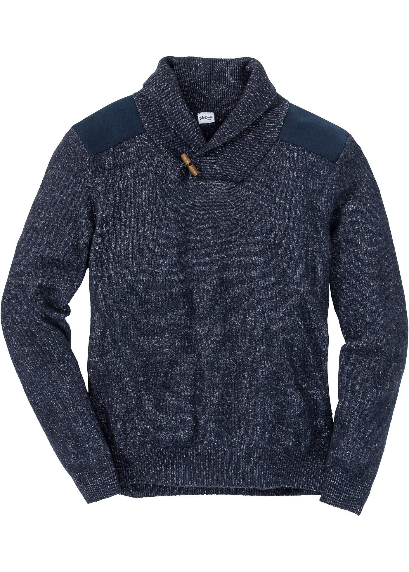 Maglione in filato fine con collo a scialle